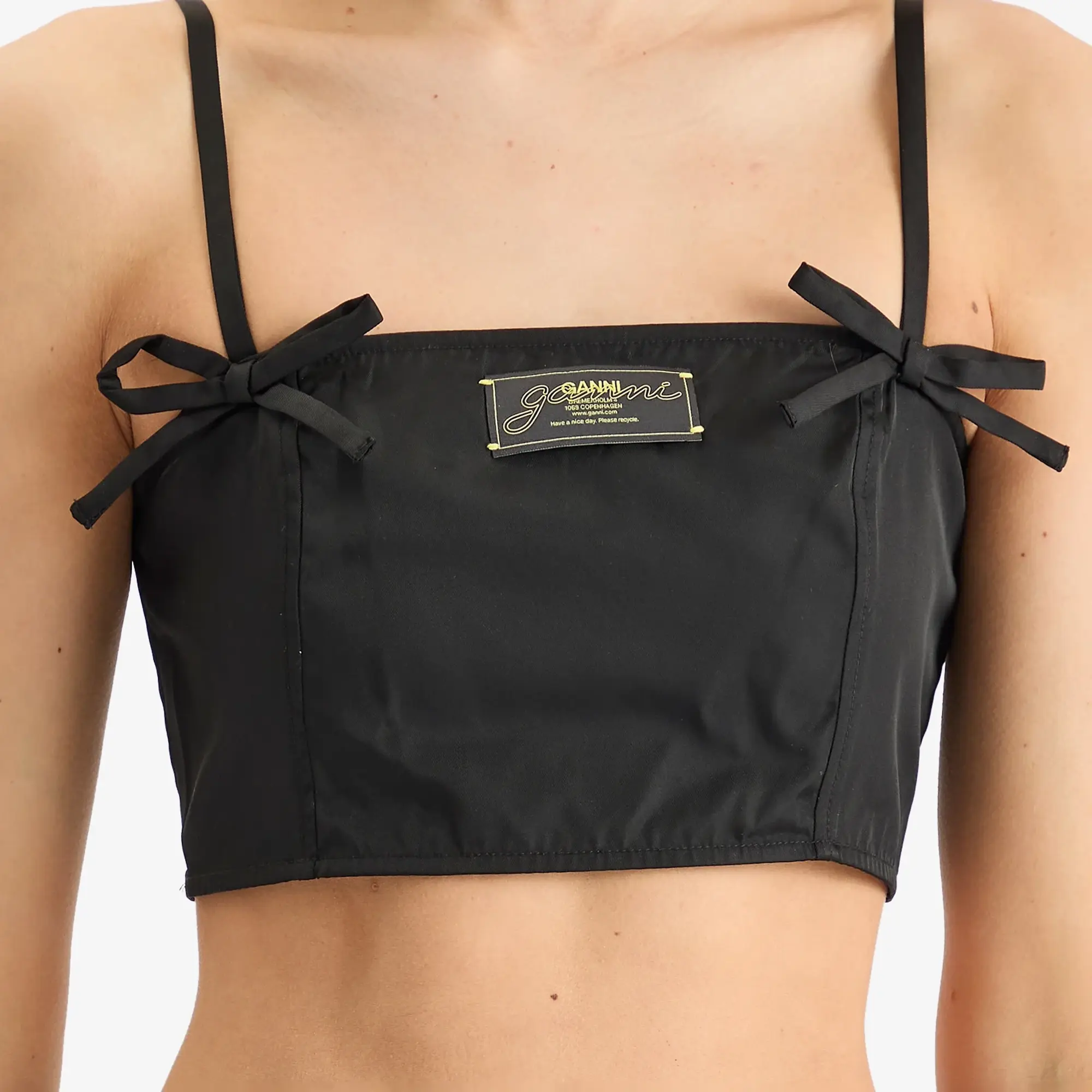 GANNI Women's Duchesse Nylon Strap Top Black