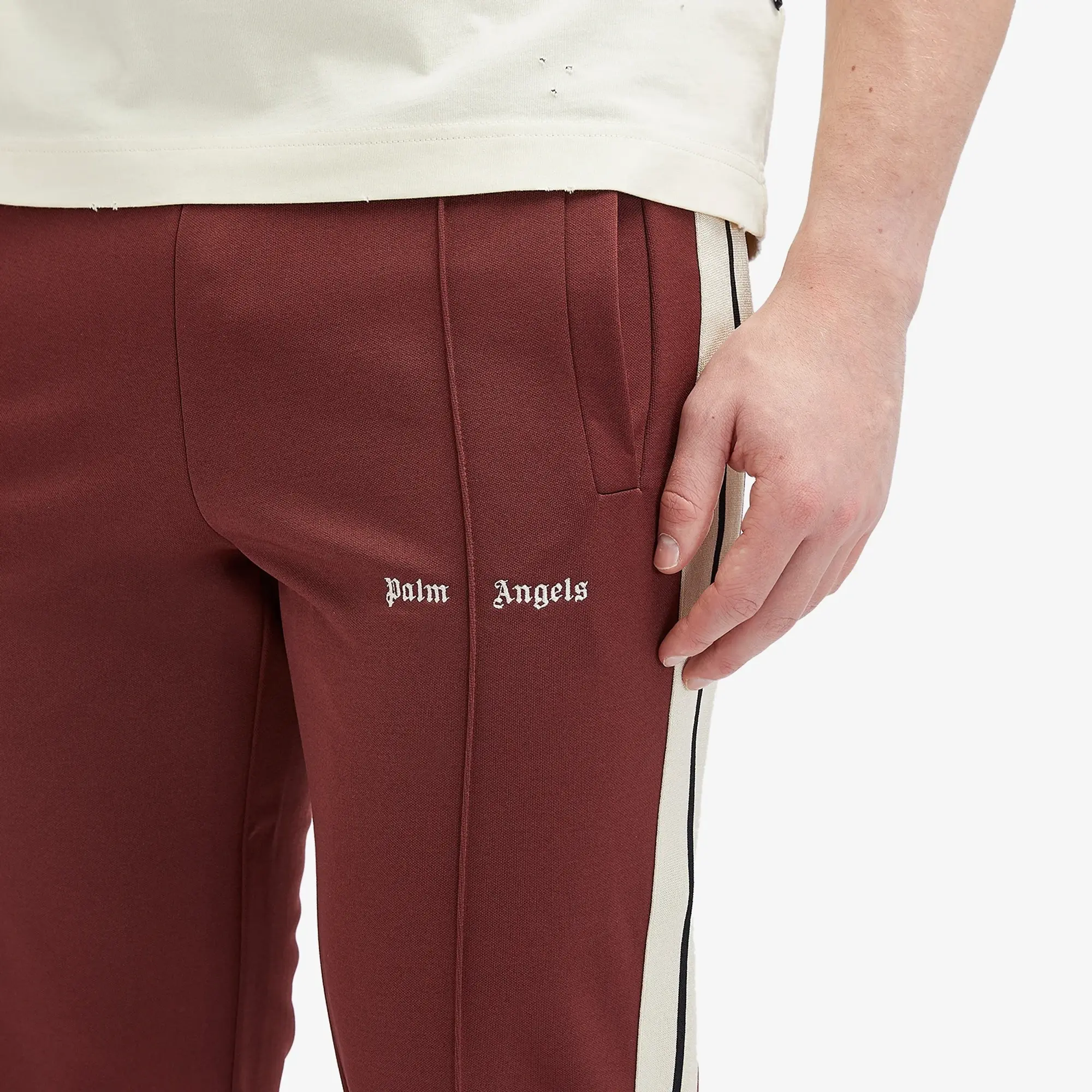 Palm Angels Men's Logo Track Bottoms Burgundy