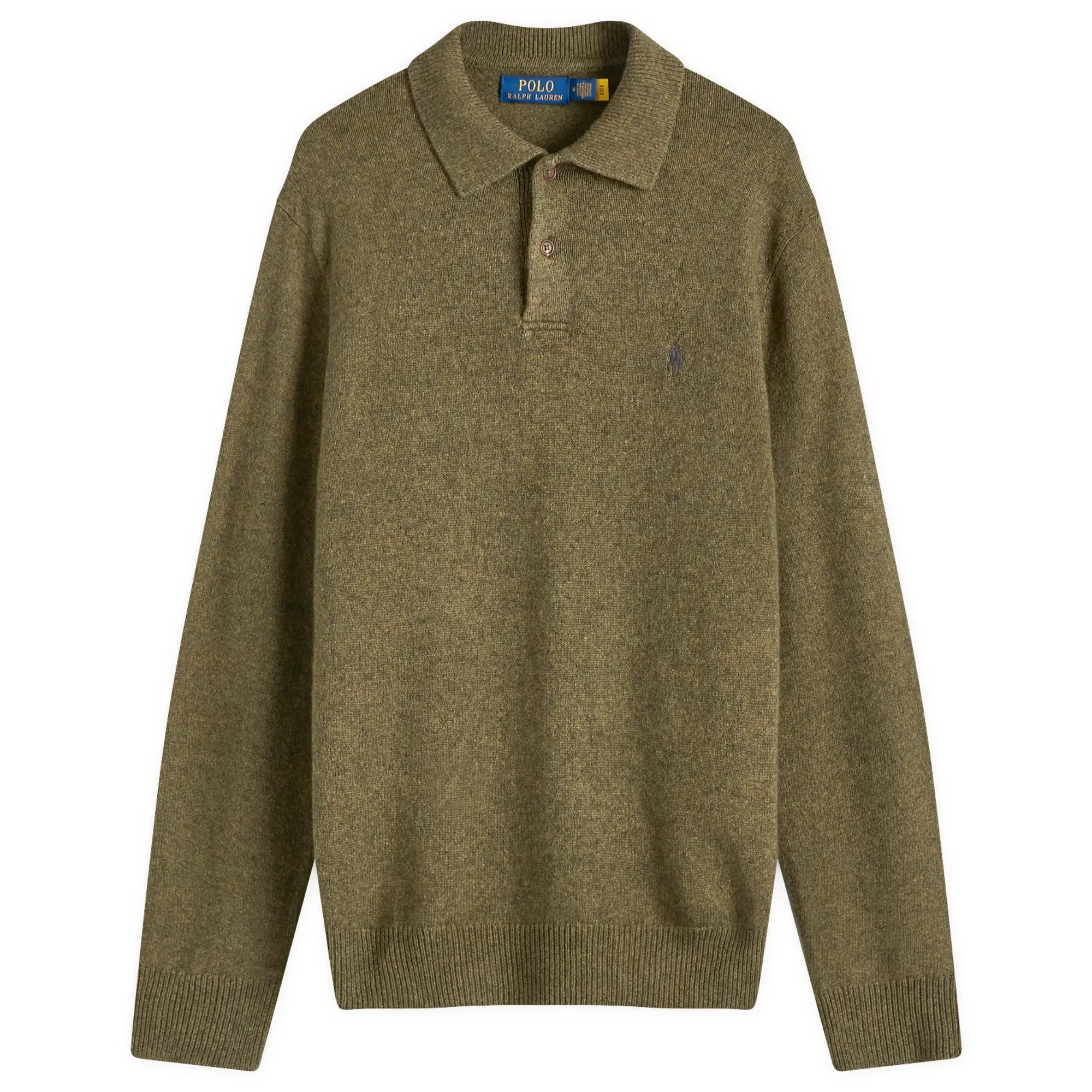 Polo Ralph Lauren Men's Standard Fit Long Sleeve Knit Polo Cargo Olive Hthr