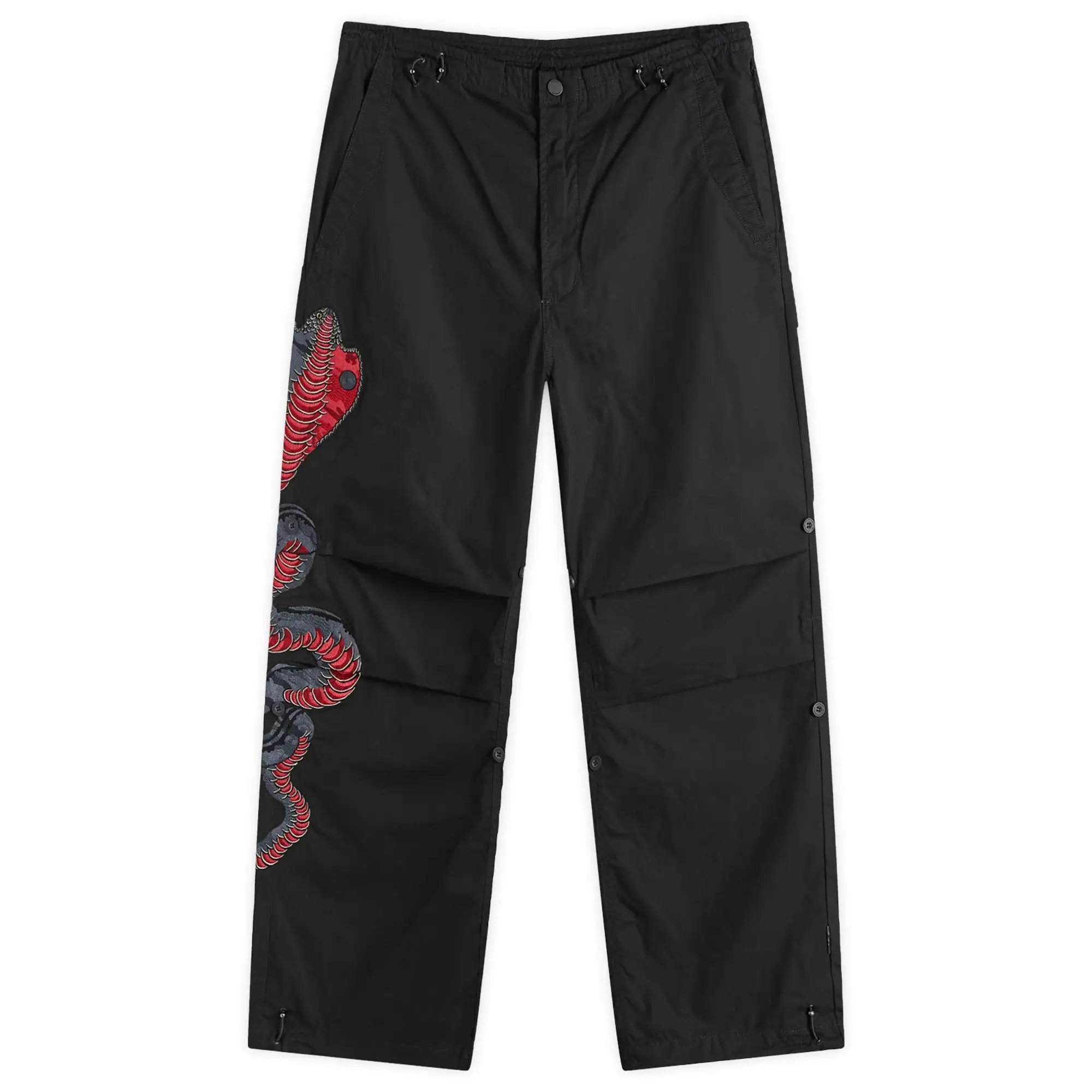 Maharishi Men's Ying Yang Cobro Embroidered Loose Snopants Black