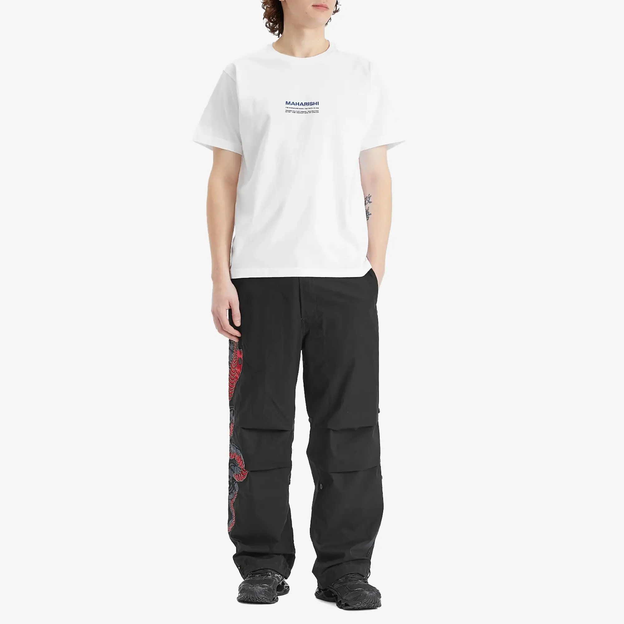 Maharishi Men's Ying Yang Cobro Embroidered Loose Snopants Black