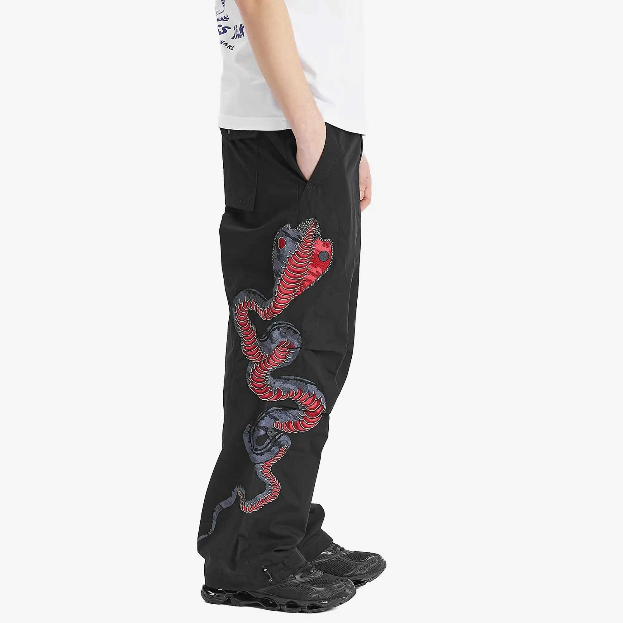 Maharishi Men's Ying Yang Cobro Embroidered Loose Snopants Black