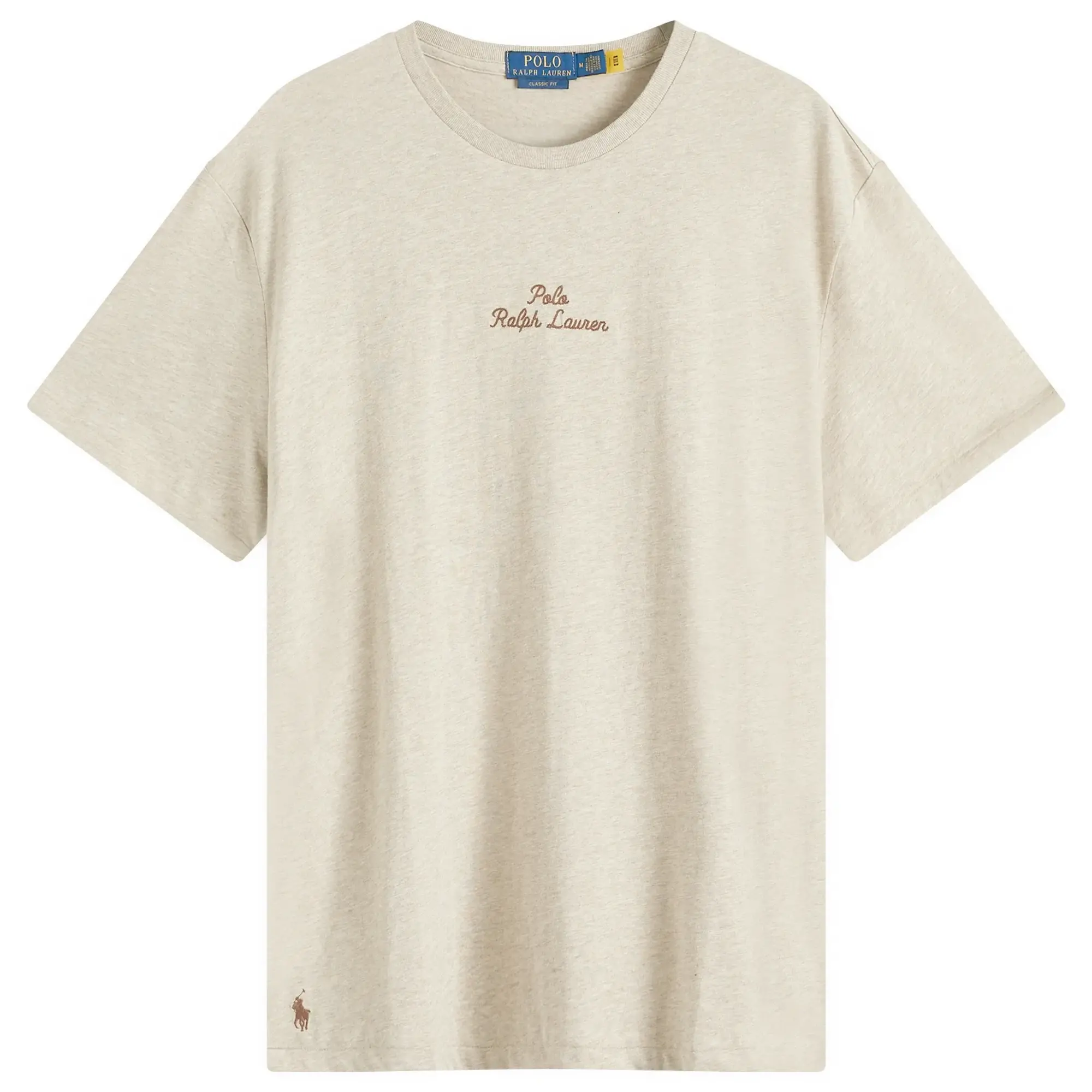 Polo Ralph Lauren Central Script Logo T-Shirt Classic Oversized Fit In Beige Marl-Neutral