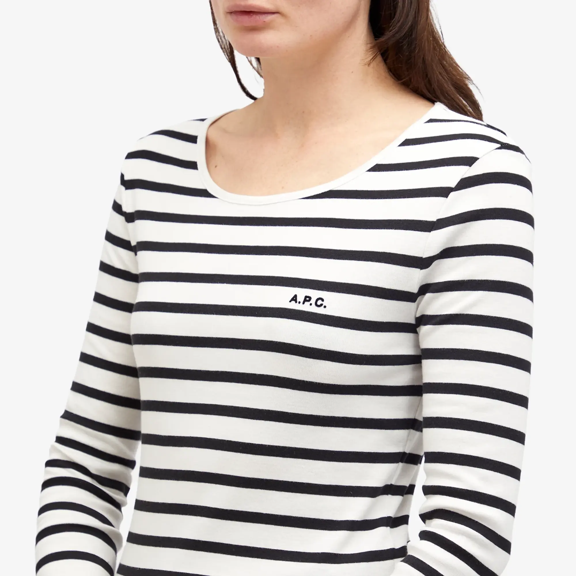 A.P.C. Women's Thelma Stripe Long Sleeve T-Shirt Ecru/Black