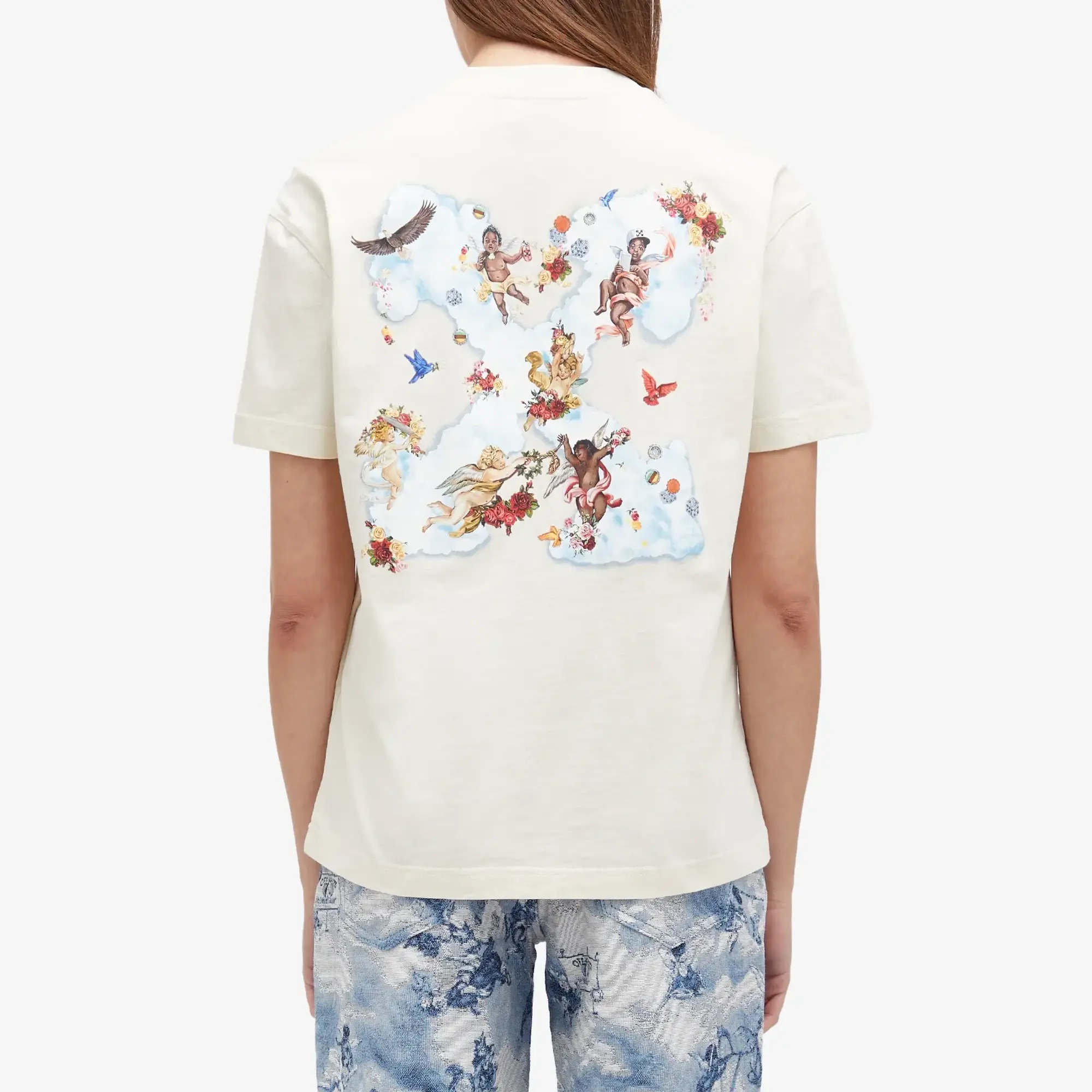 Off-White Women's Cloud Arrow Regular T-Shirt White Asparagus