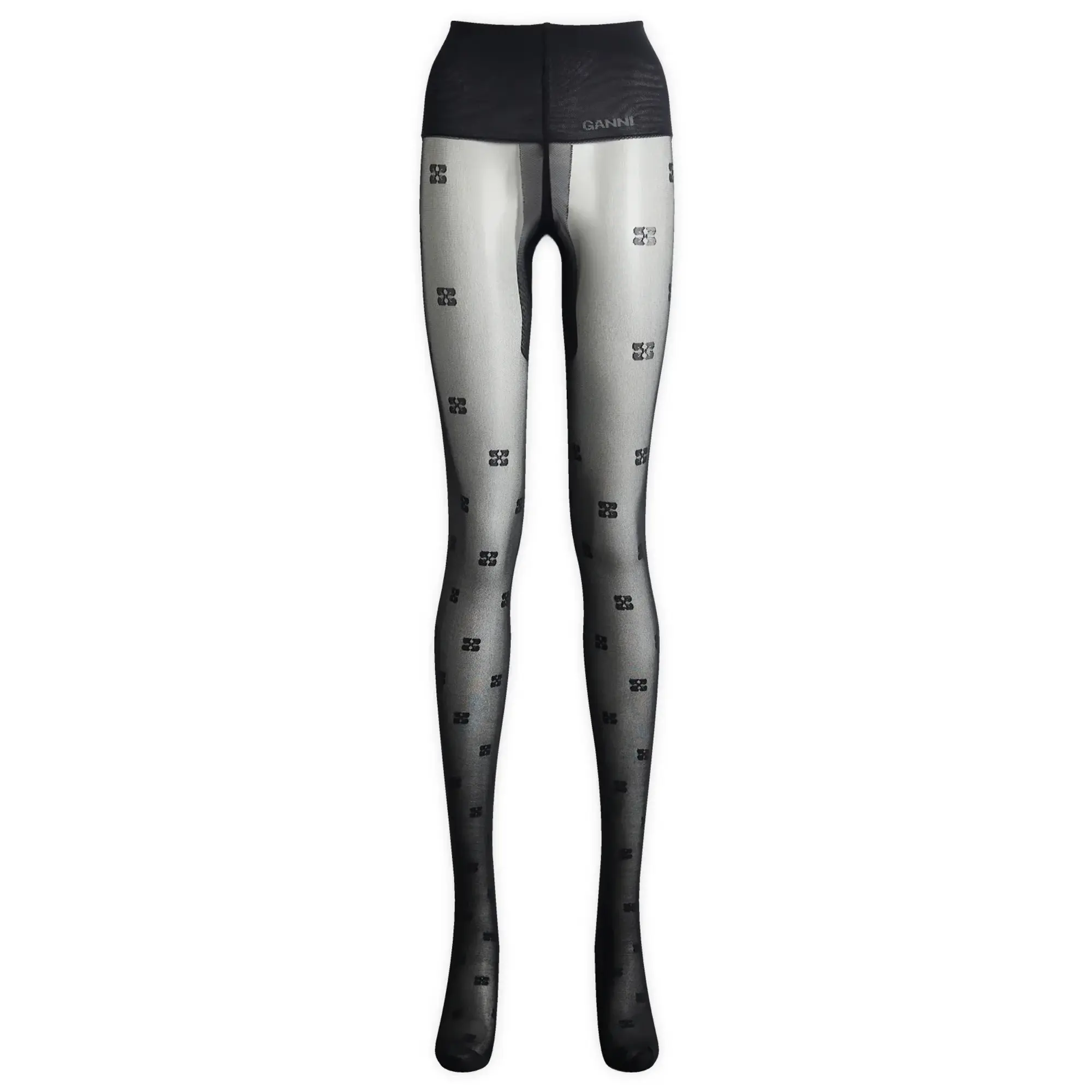 GANNI Women's Butterfly Lace Tights Black