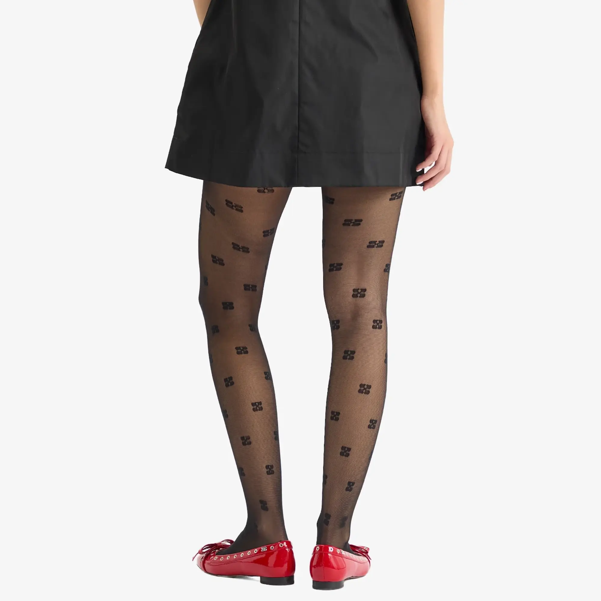 GANNI Women's Butterfly Lace Tights Black