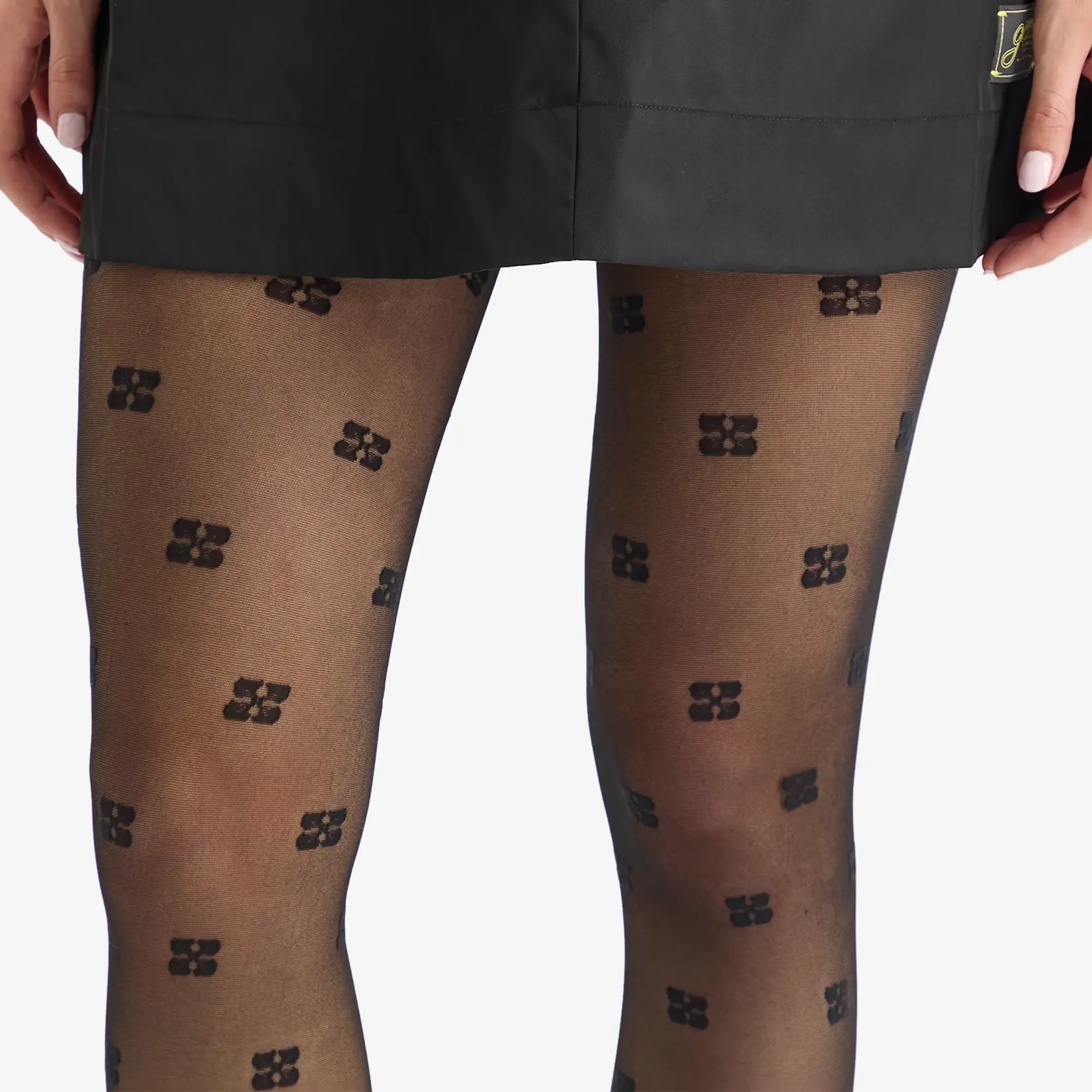 GANNI Women's Butterfly Lace Tights Black