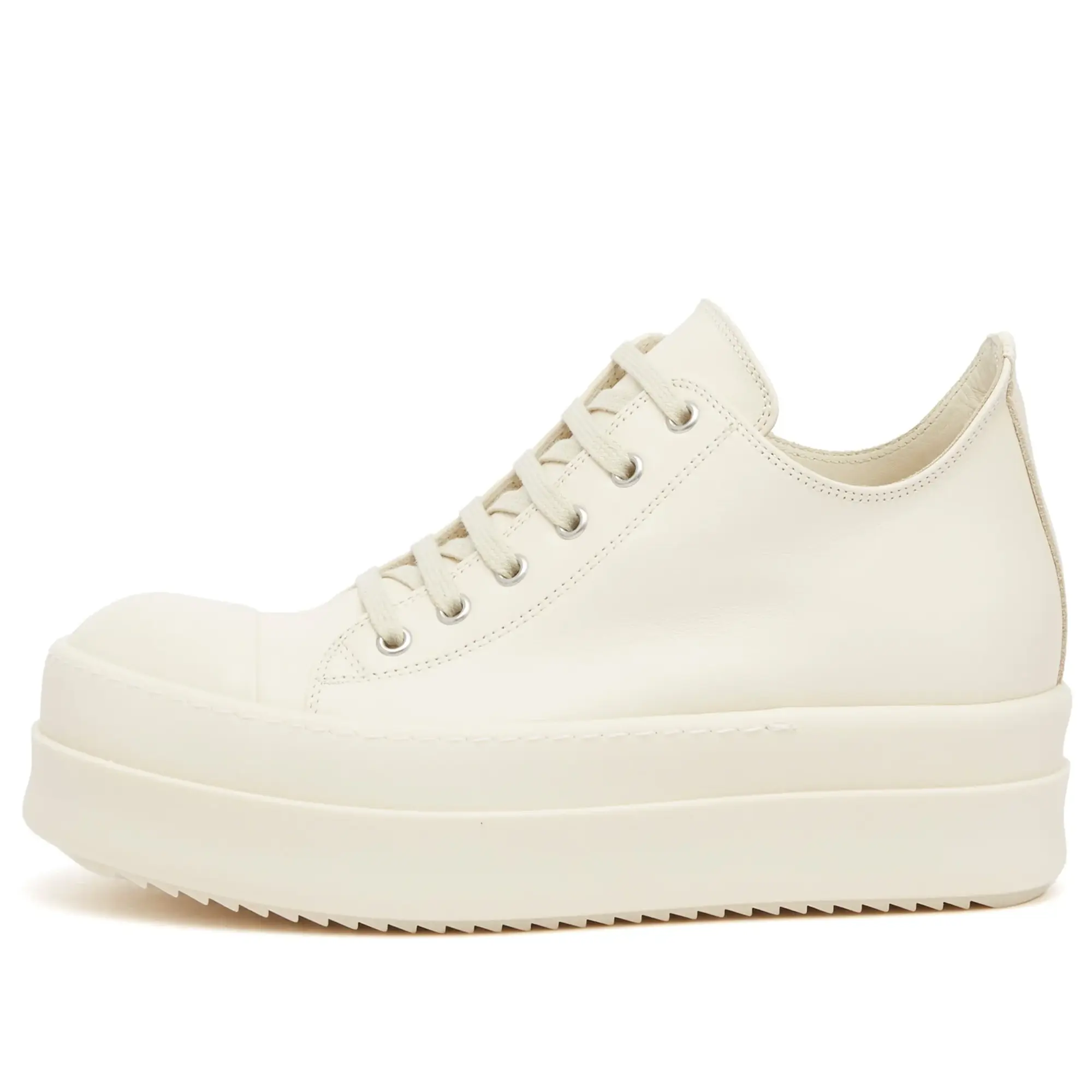 Rick Owens Women's Bumper Low Top Lace Up Sneaker in Leather Milk