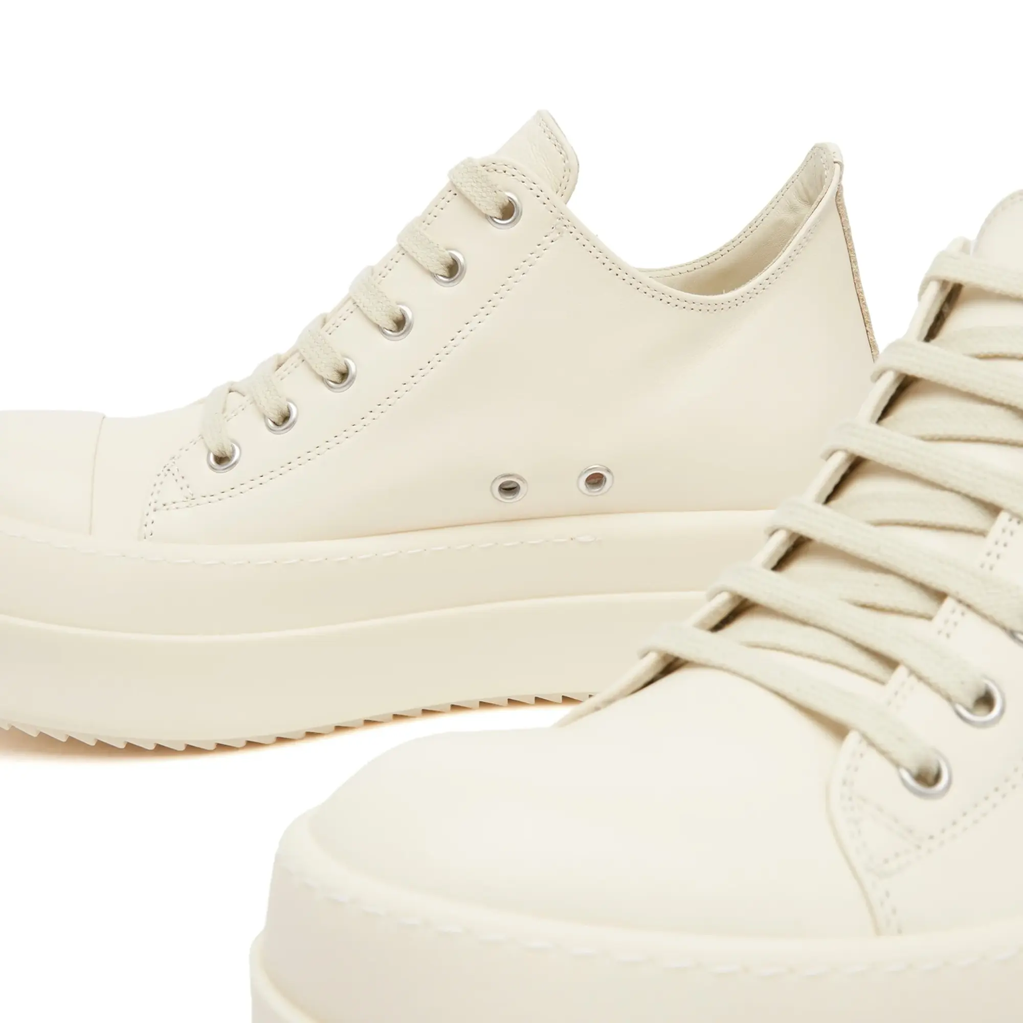 Rick Owens Women's Bumper Low Top Lace Up Sneaker in Leather Milk