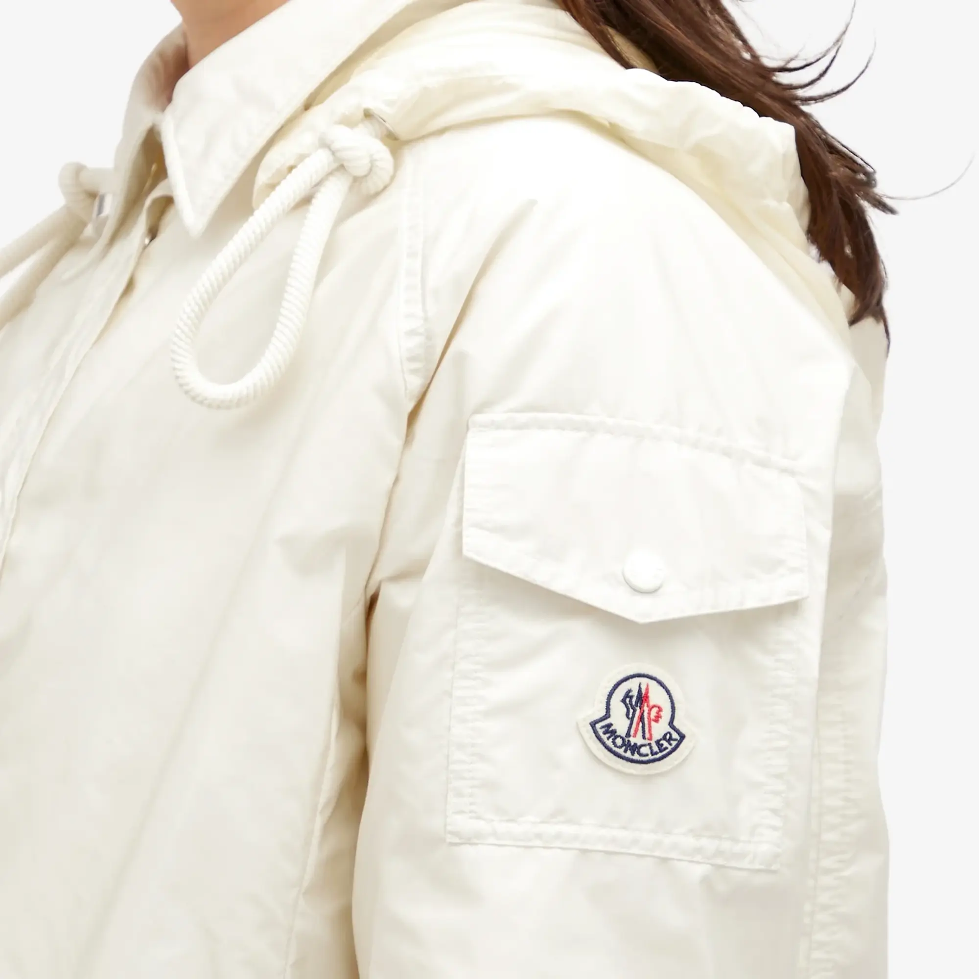 Moncler Women's Lightweight Nylon Shirt Jacket Off White