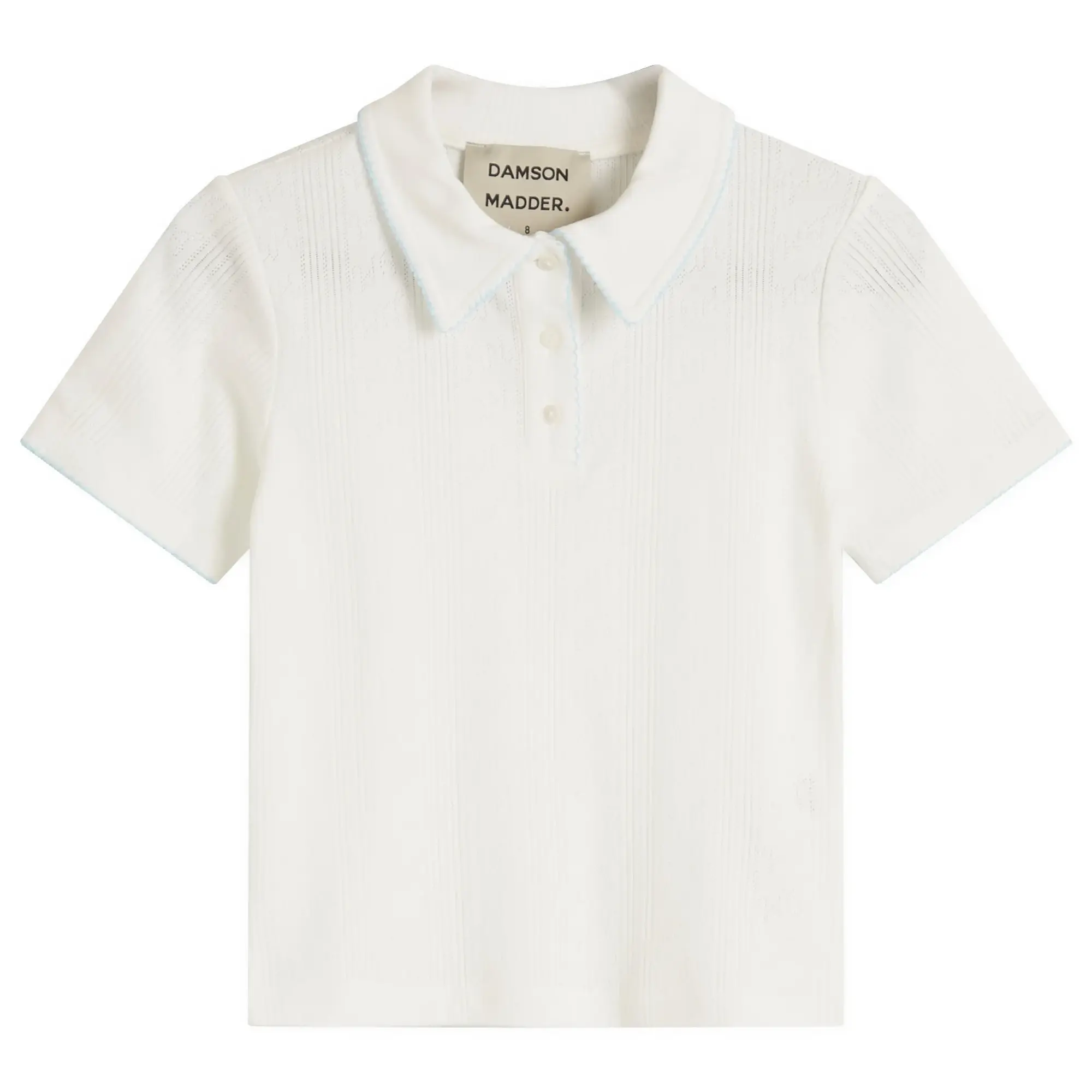 Damson Madder Women's Devon Pointelle Polo T-shirt White