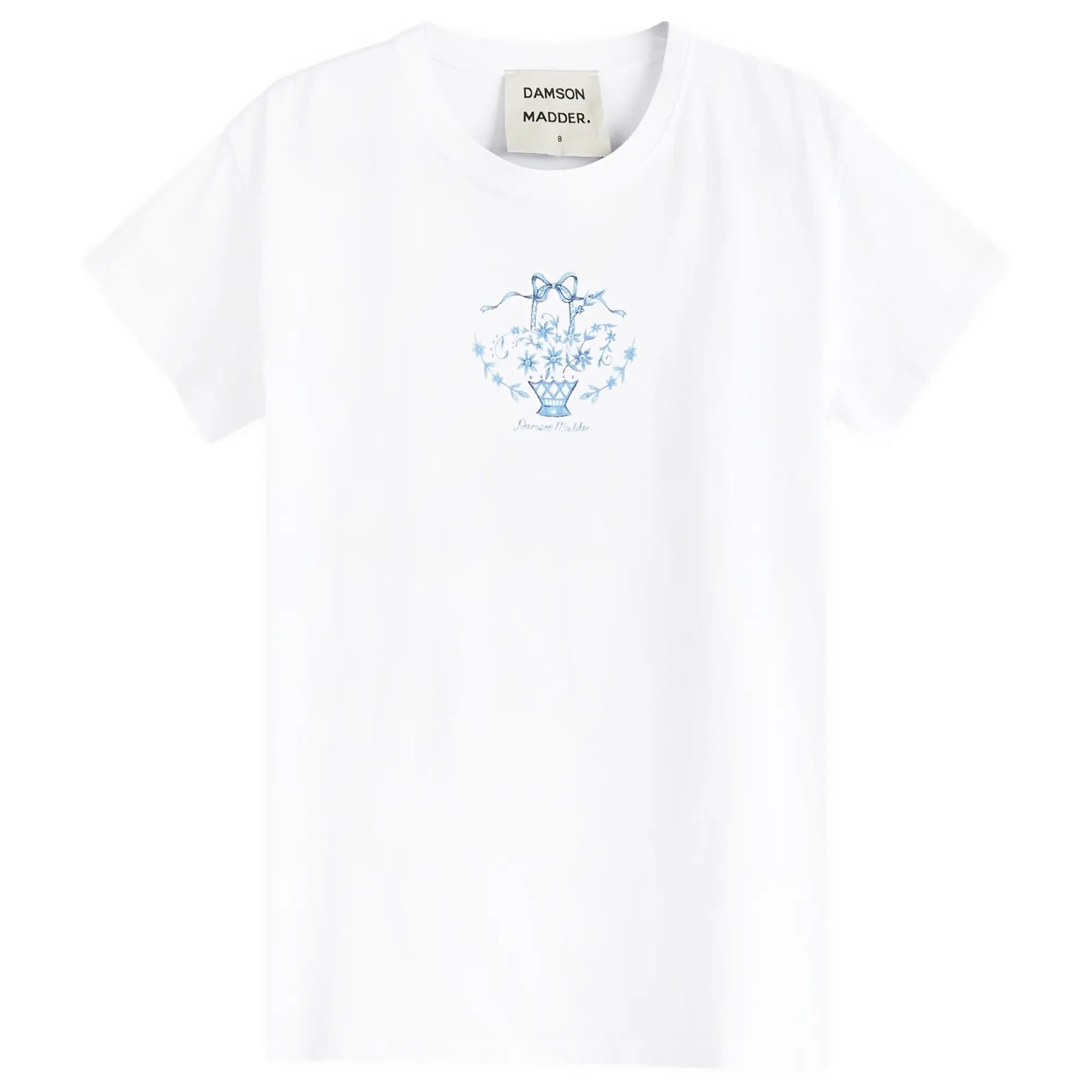 Damson Madder Women's Flower Basket Shrunken T-Shirt White