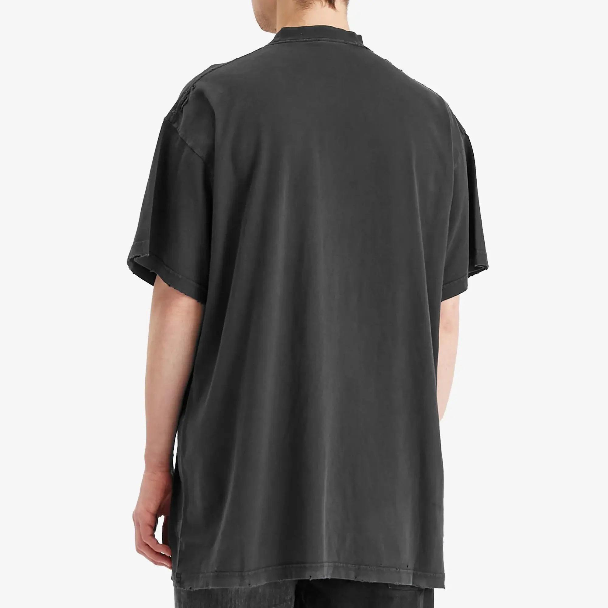 Balenciaga Men's Wavy Logo Oversized T-Shirt Faded Wash Black/Anthracite
