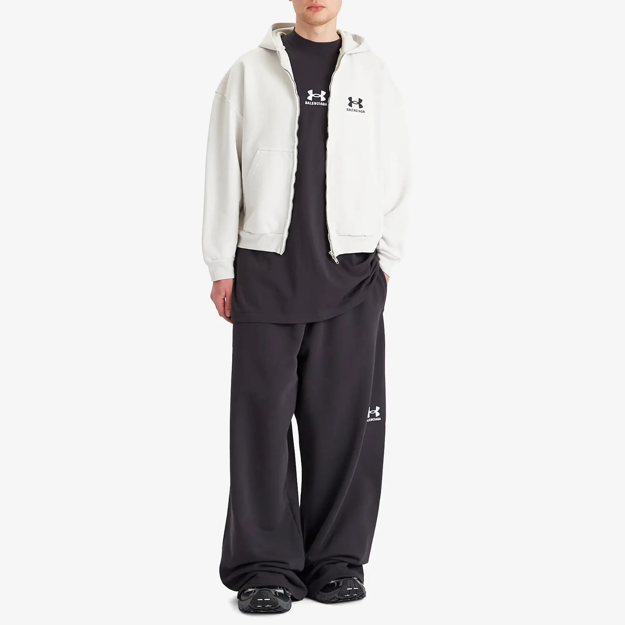 Balenciaga Men's Under Armour Zip-Up Hoodie Dirty White/Black