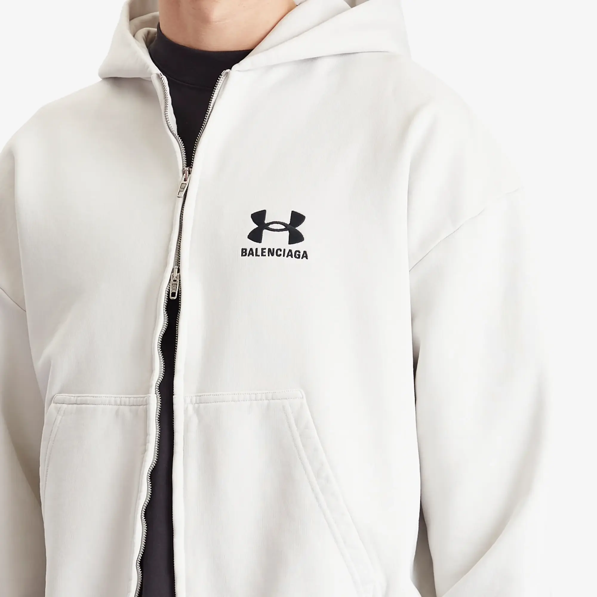 Balenciaga Men's Under Armour Zip-Up Hoodie Dirty White/Black
