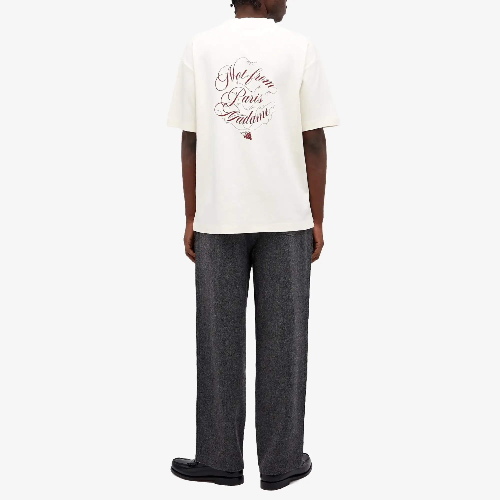 Drôle de Monsieur Men's Not From Paris Madame Caligraphy T-Shirt Cream