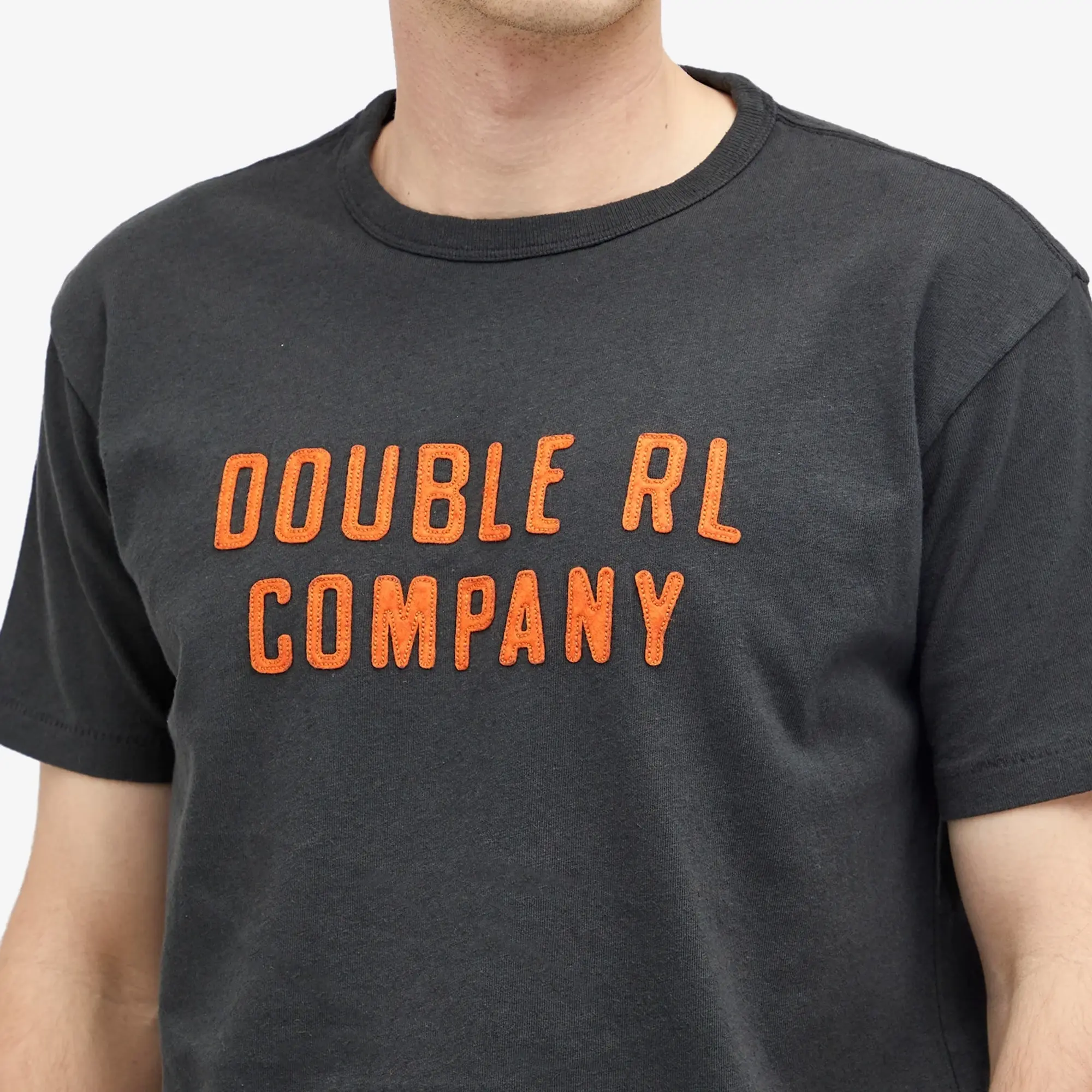 RRL Men's Company Graphic T-Shirt Faded Black Canvas