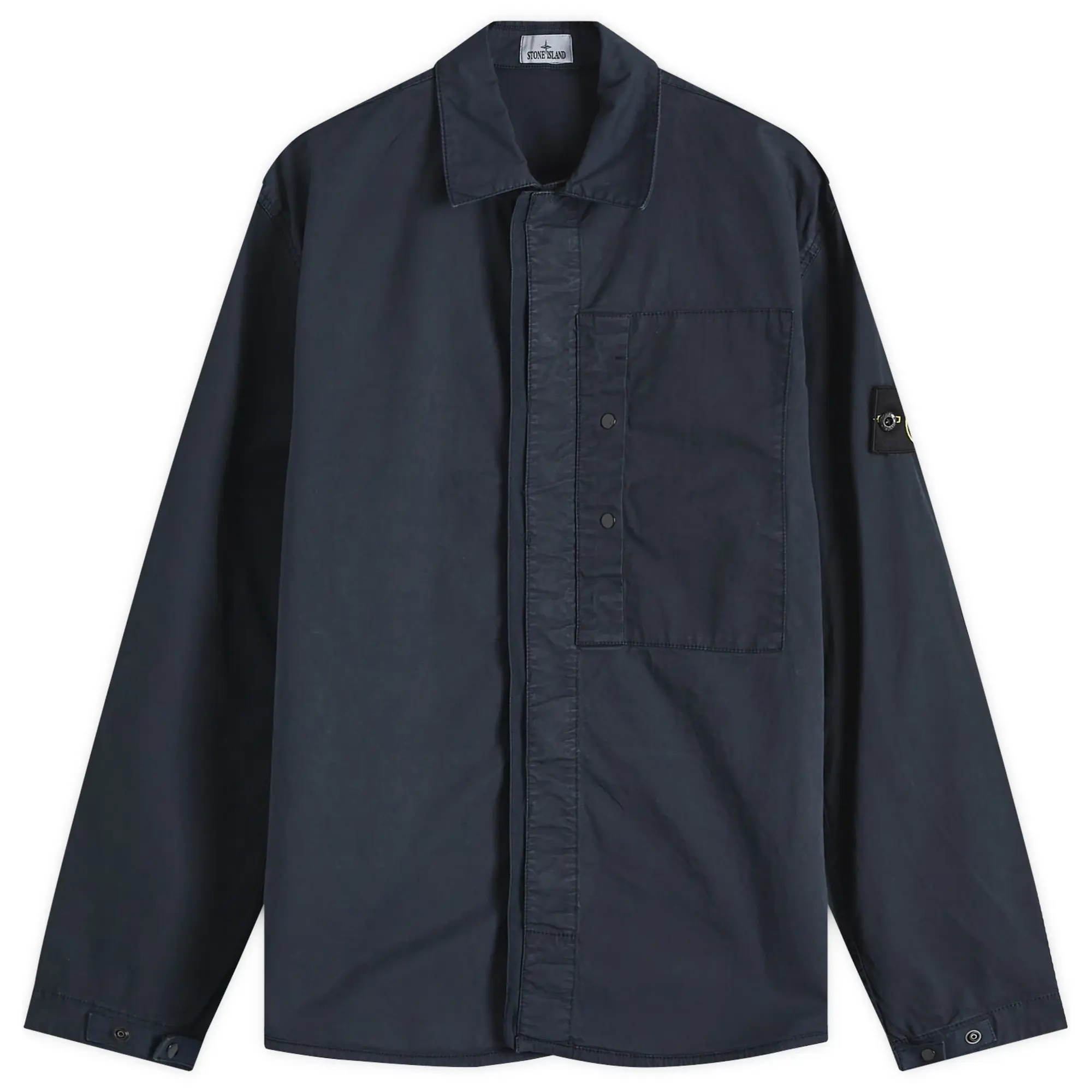 Stone Island Men's Supima Cotton Twill Stretch-TC Button Shirt Jacket Navy Blue