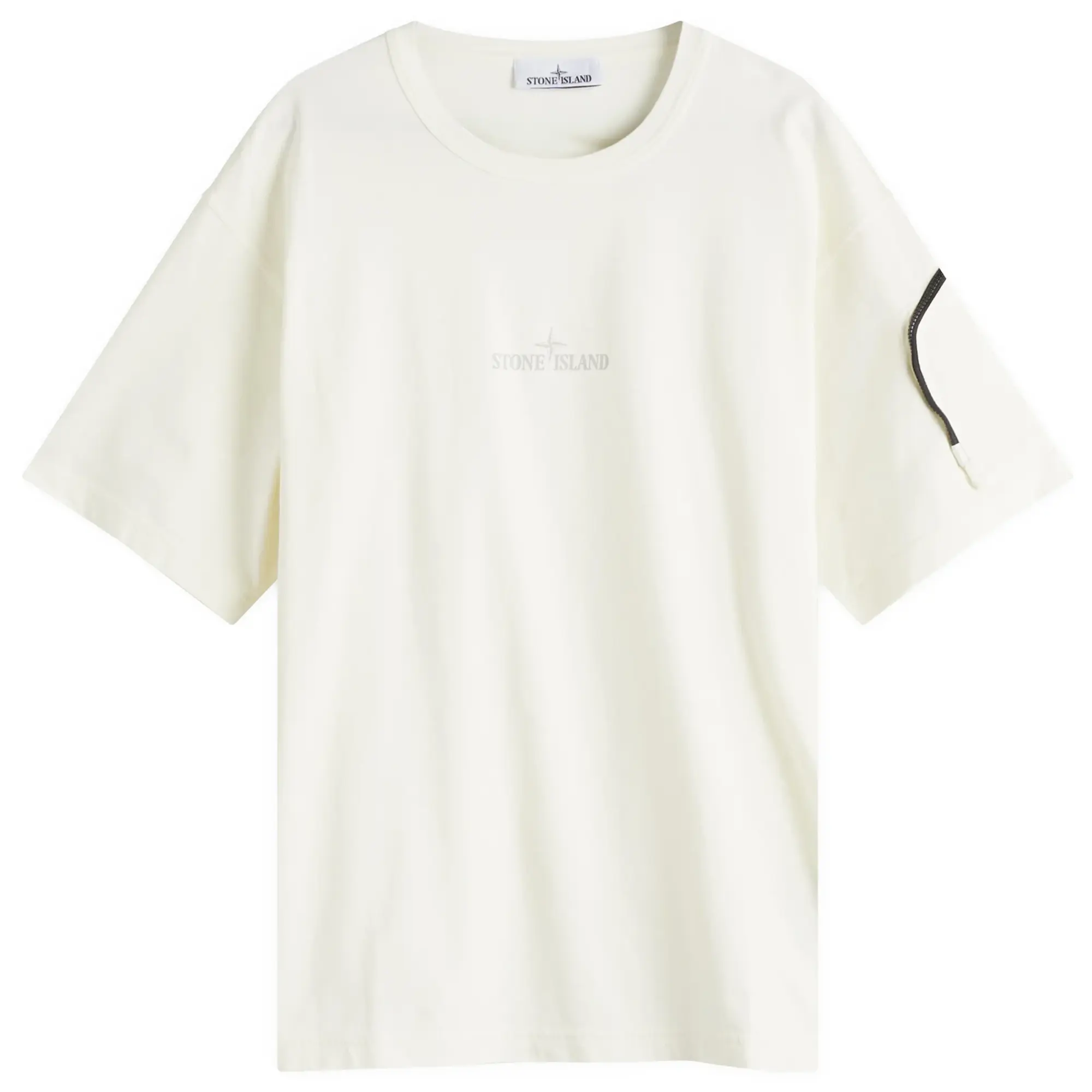 Stone Island Men's Organic Zip Pocket Logo T-Shirt Ivory