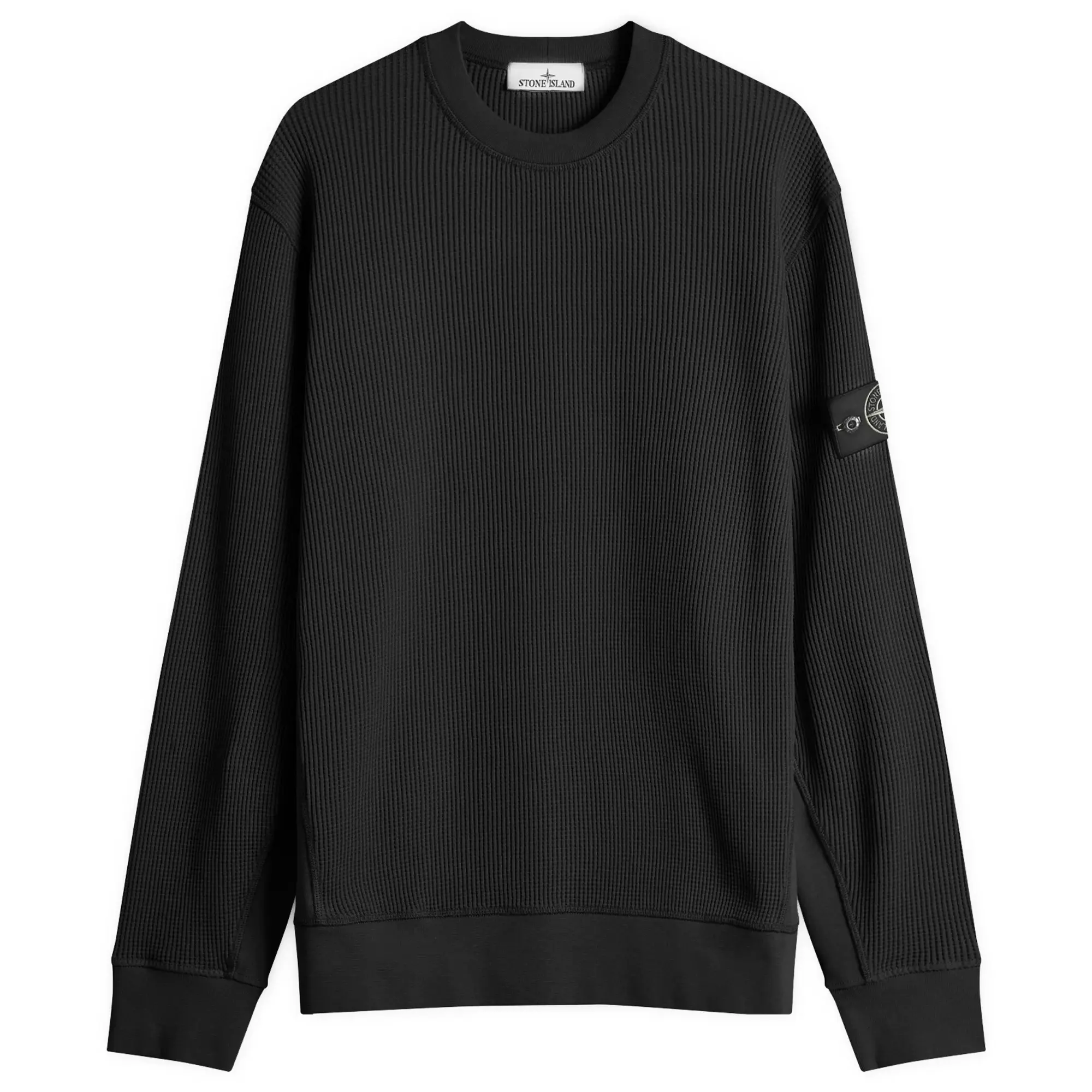 Stone Island Men's Waffle Crew Neck Sweatshirt Black