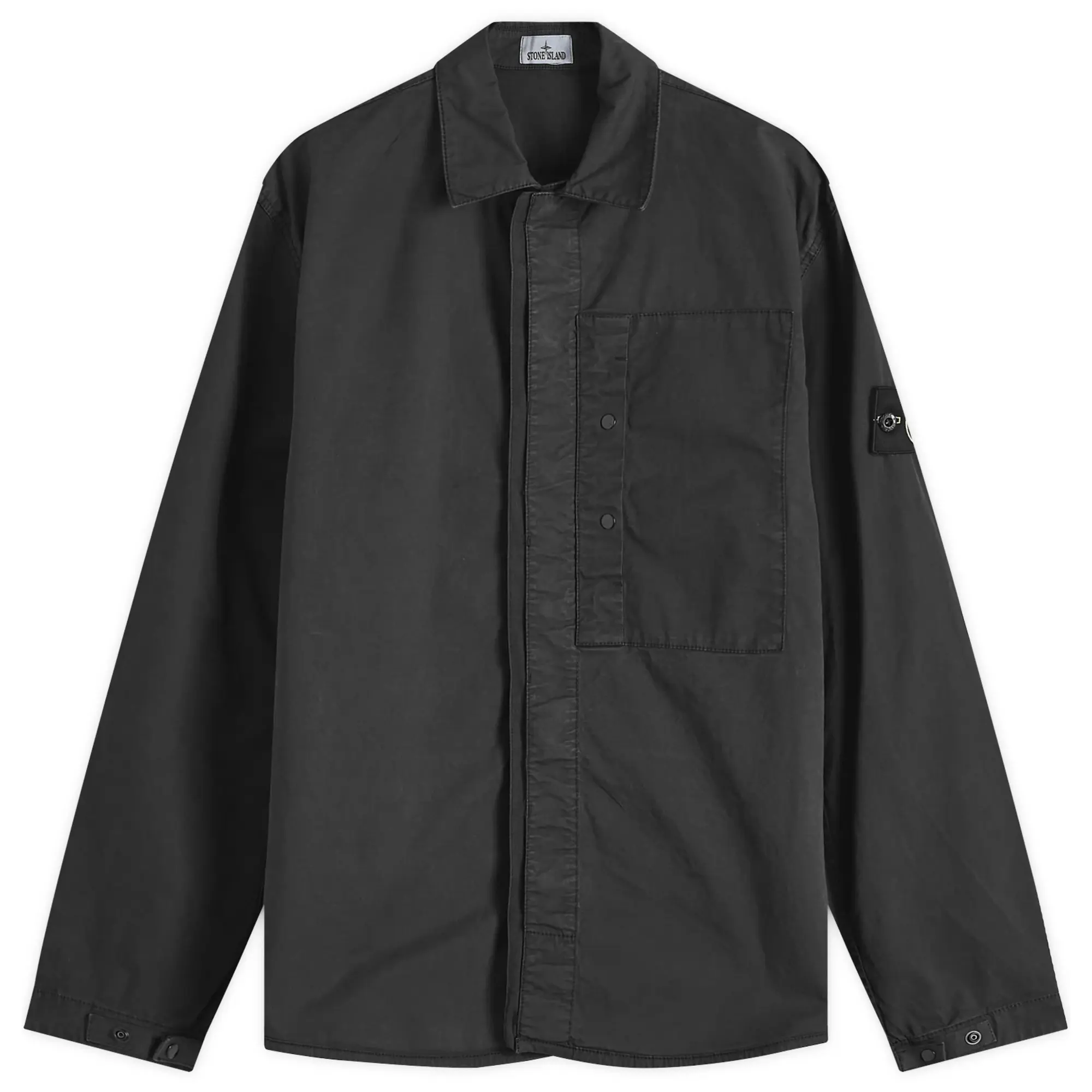 Stone Island Men's Supima Cotton Twill Stretch-TC Button Shirt Jacket Black