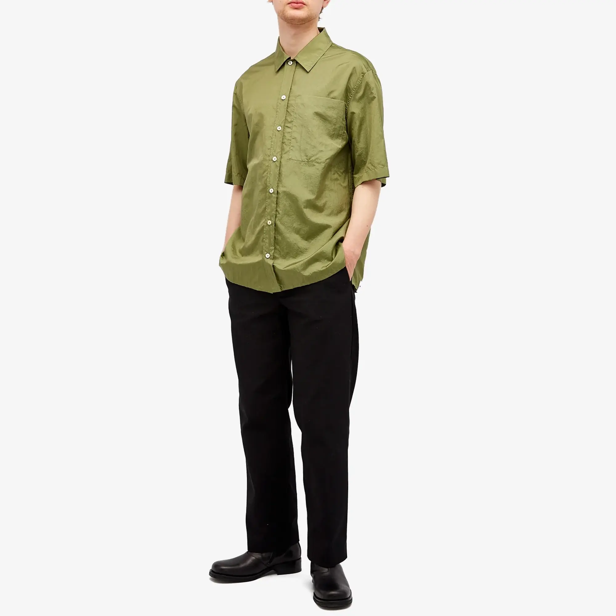 Jil Sander+ Men's Short Sleeve Regular Fit Shirt Grasshopper