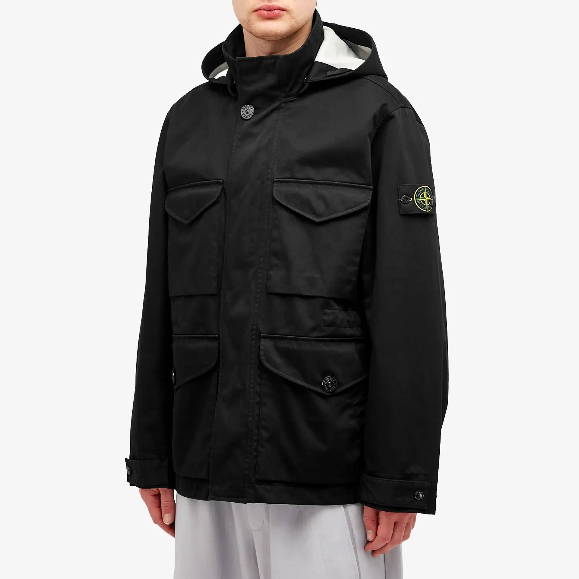 Stone Island Men's Raso Gommato 3L Field Jacket Black