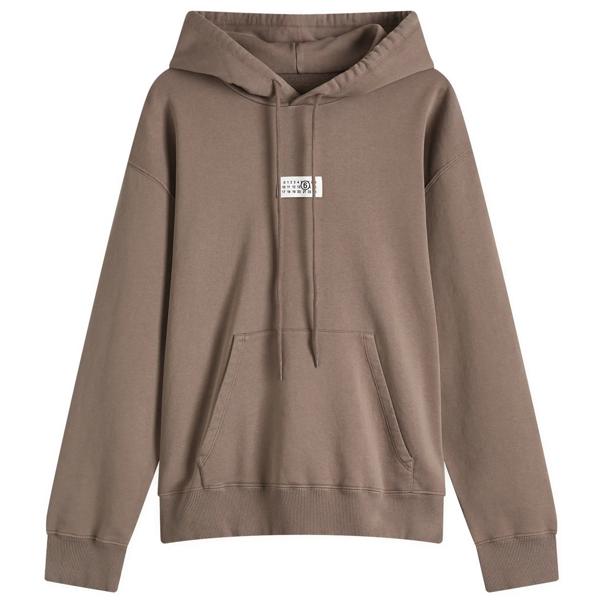 MM6 Maison Margiela Men's Numbers Patch Logo Hoodie Brown