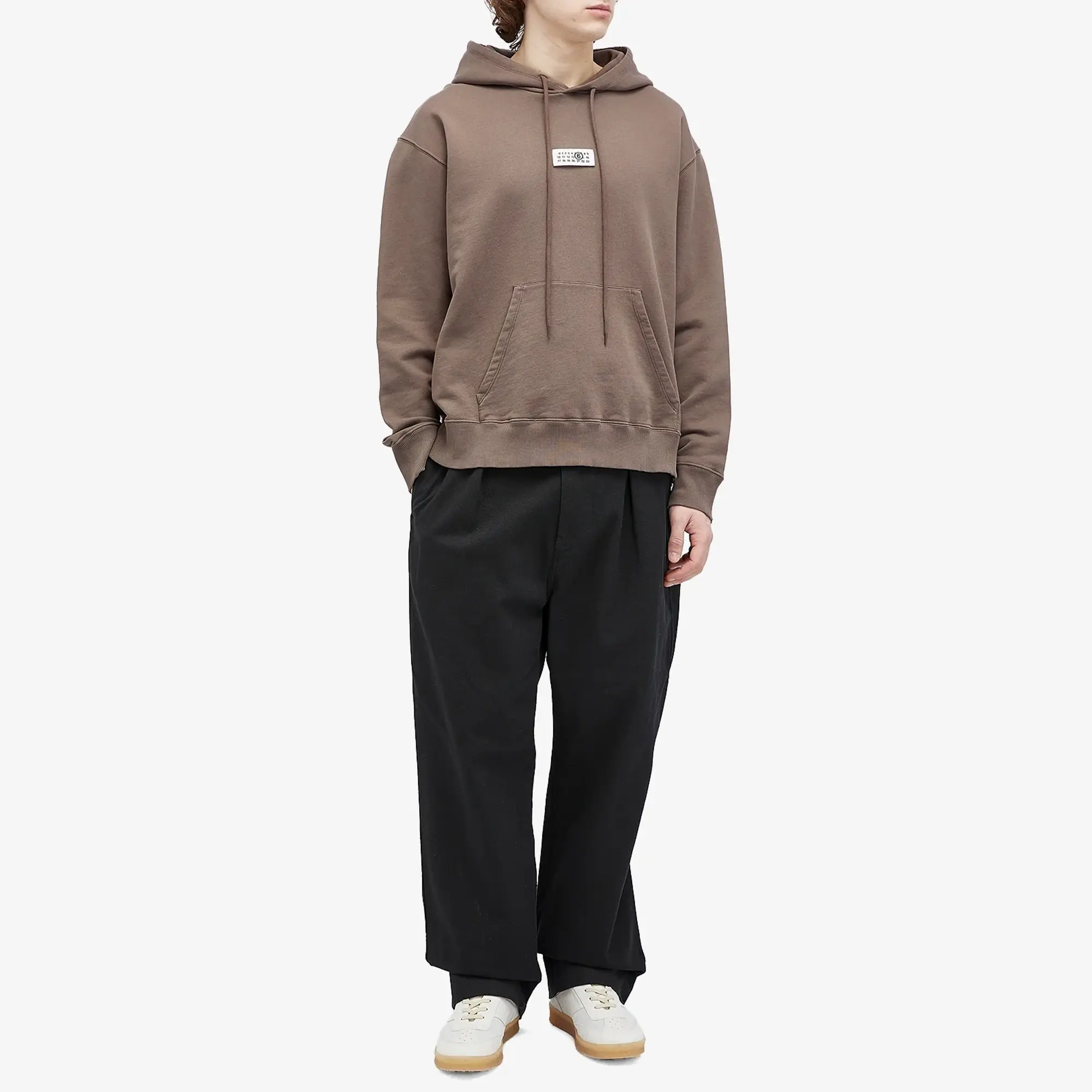 MM6 Maison Margiela Men's Numbers Patch Logo Hoodie Brown