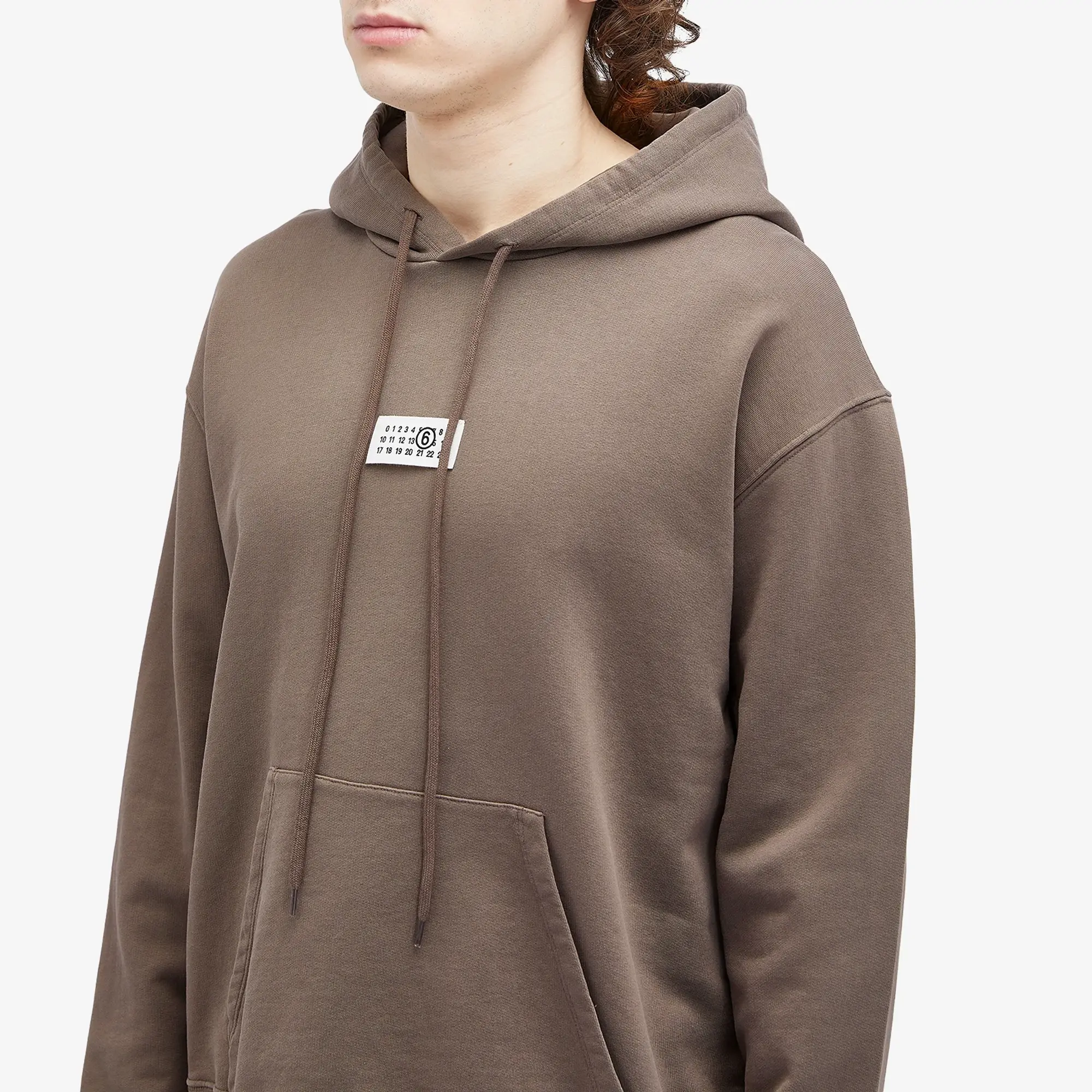 MM6 Maison Margiela Men's Numbers Patch Logo Hoodie Brown