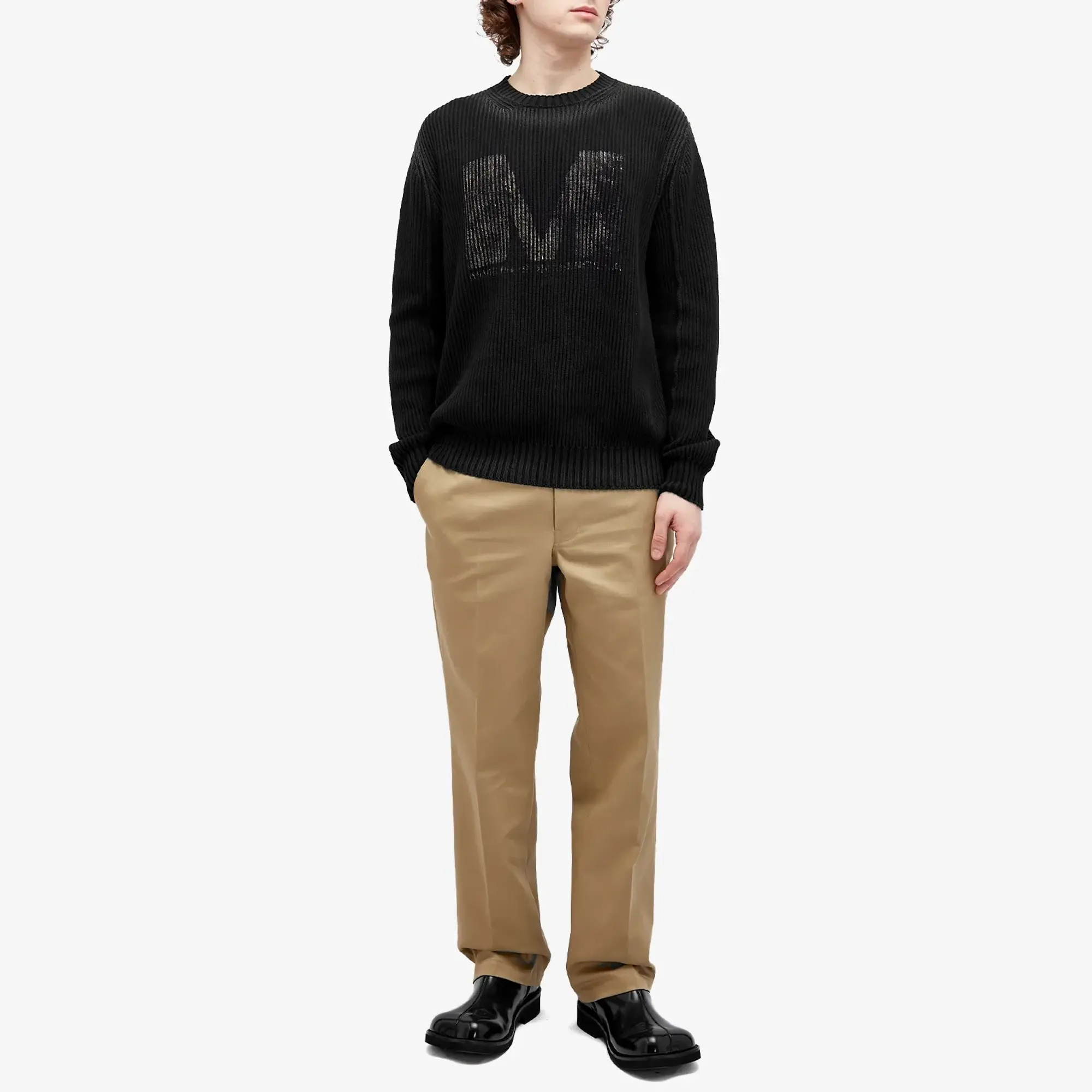 MM6 Maison Margiela Men's M Logo Knitted Jumper Black/Black