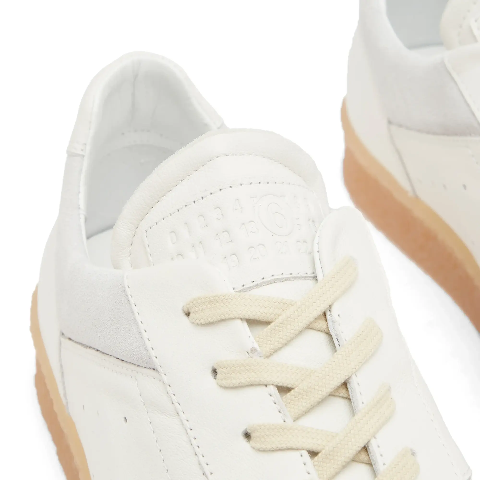 MM6 Maison Margiela Men's Leather Lace Up Sneakers Gardenia/Dawn Blue