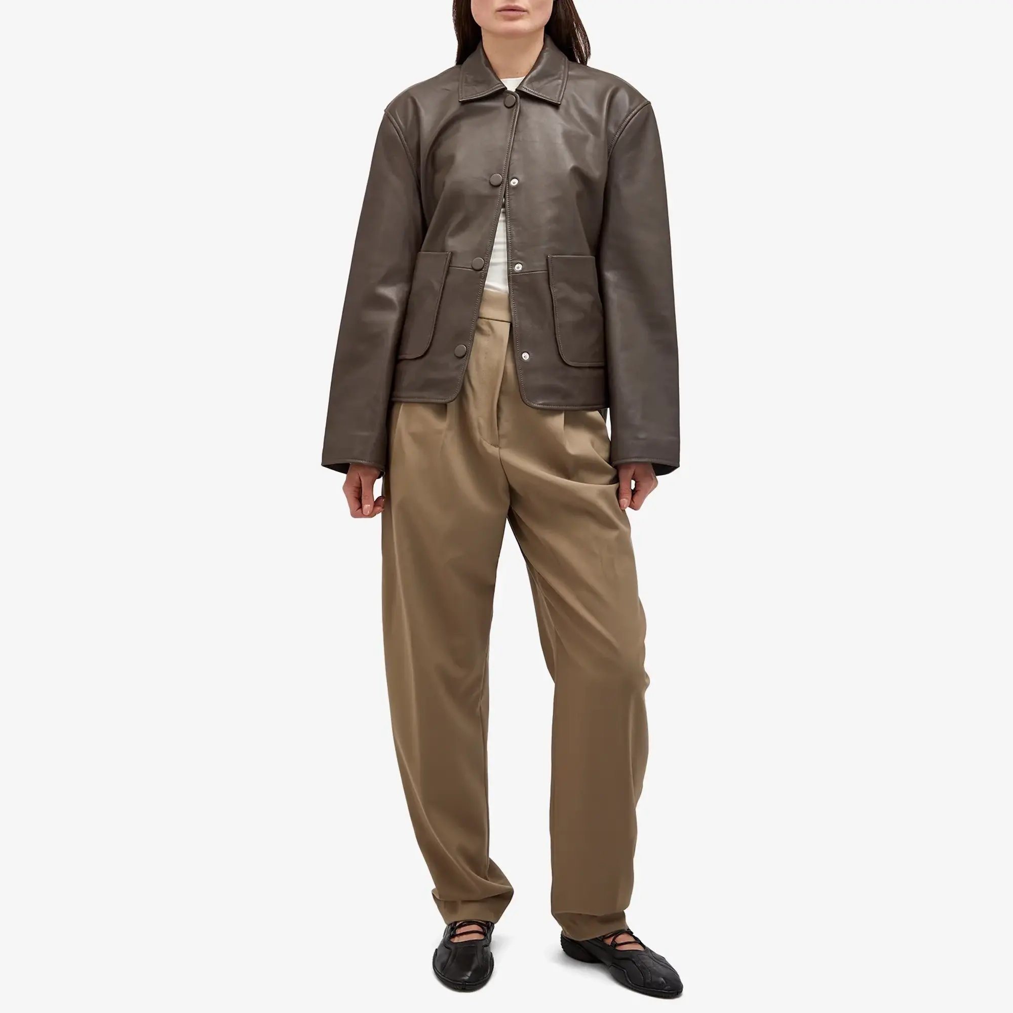 Róhe Women's Patch Leather Jacket Earth