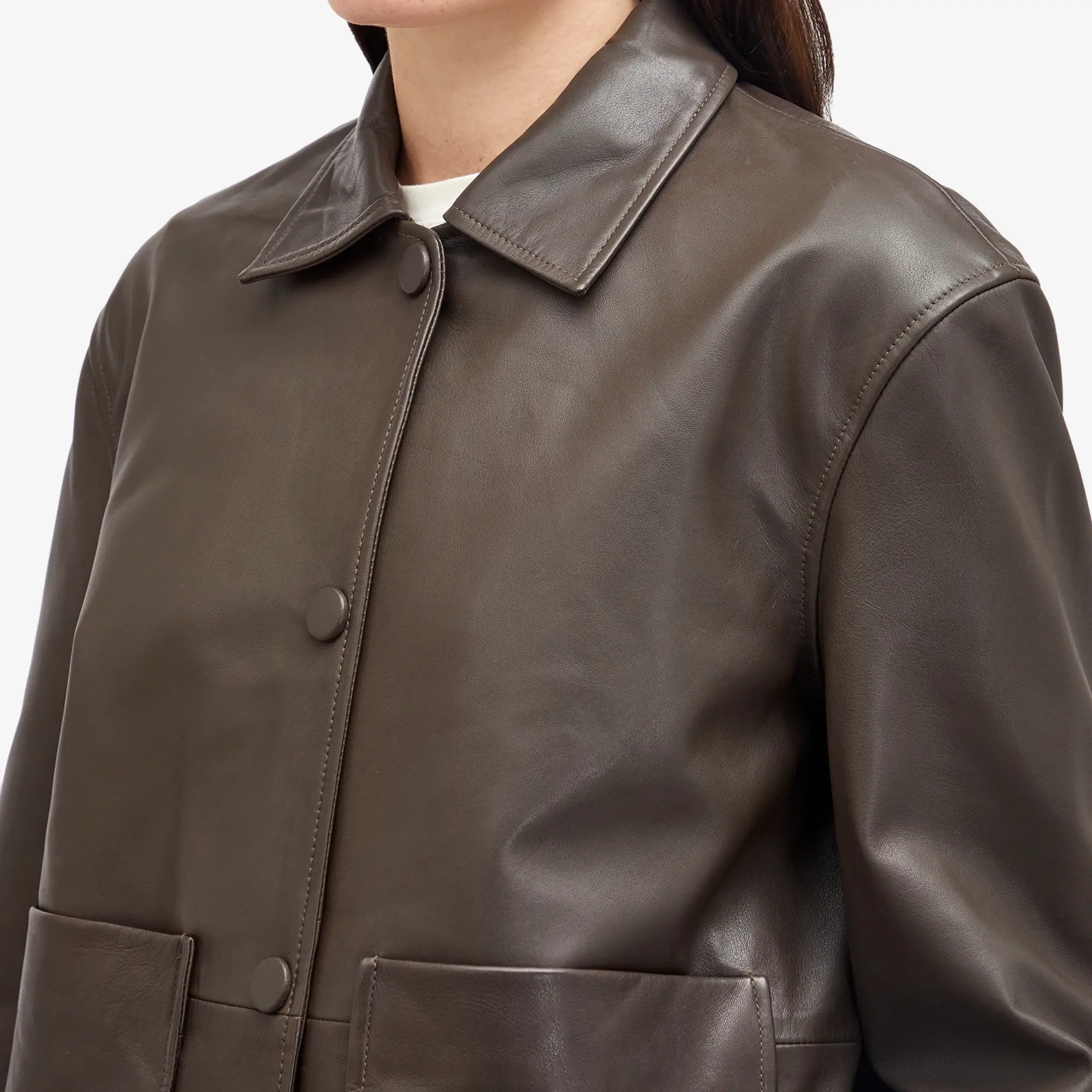 Róhe Women's Patch Leather Jacket Earth
