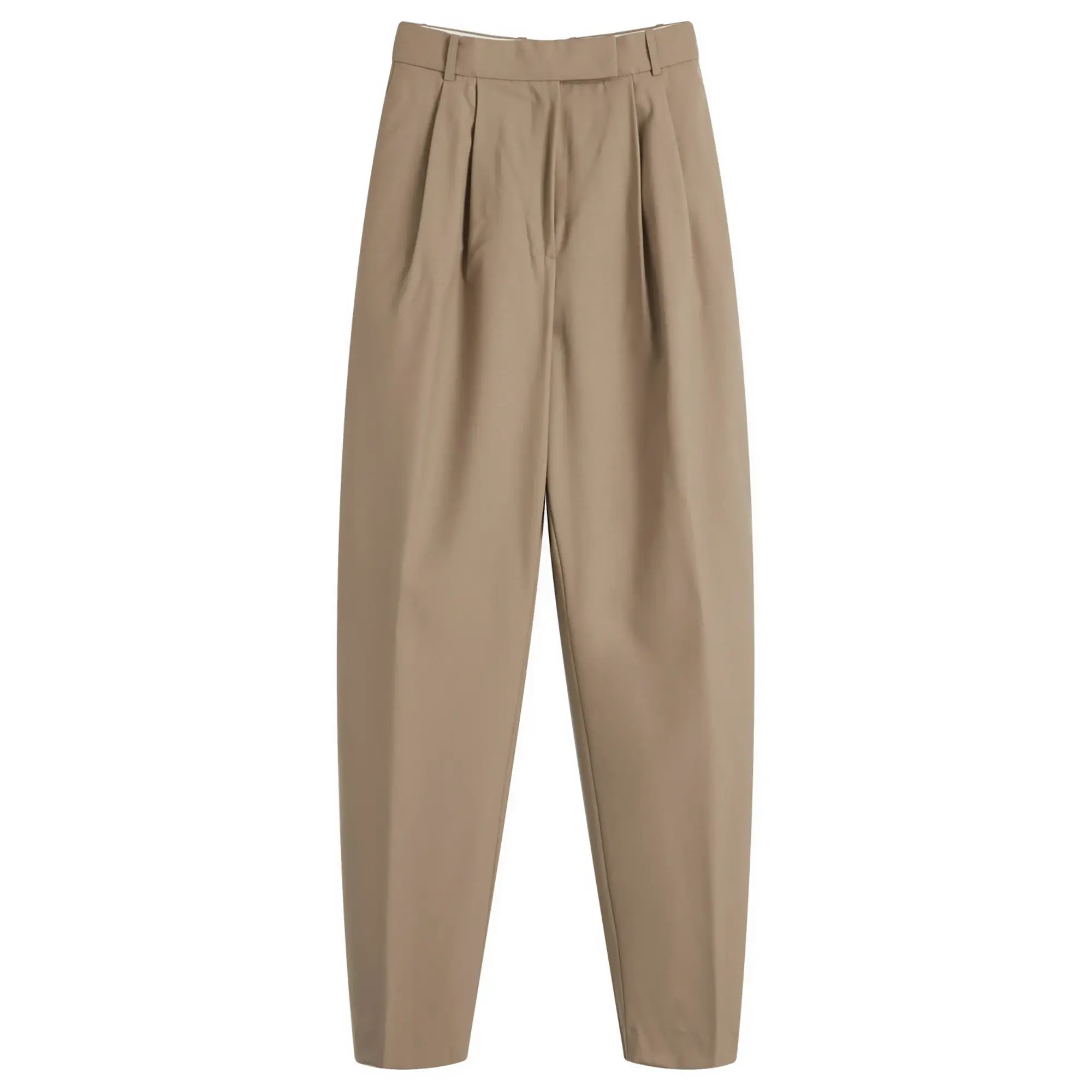 Róhe Women's Round Leg Shaped Tailored Trousers Khaki