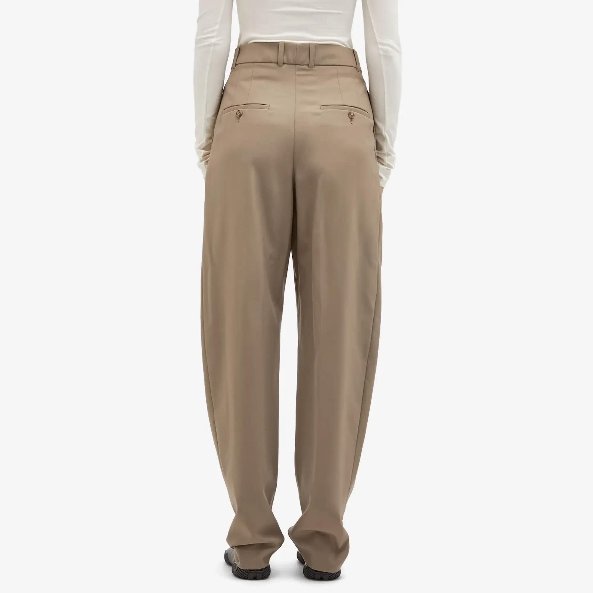 Róhe Women's Round Leg Shaped Tailored Trousers Khaki