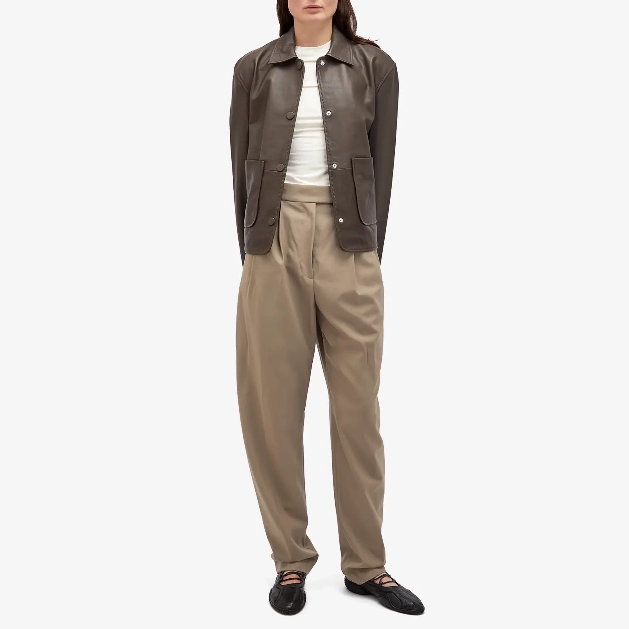 Róhe Women's Round Leg Shaped Tailored Trousers Khaki