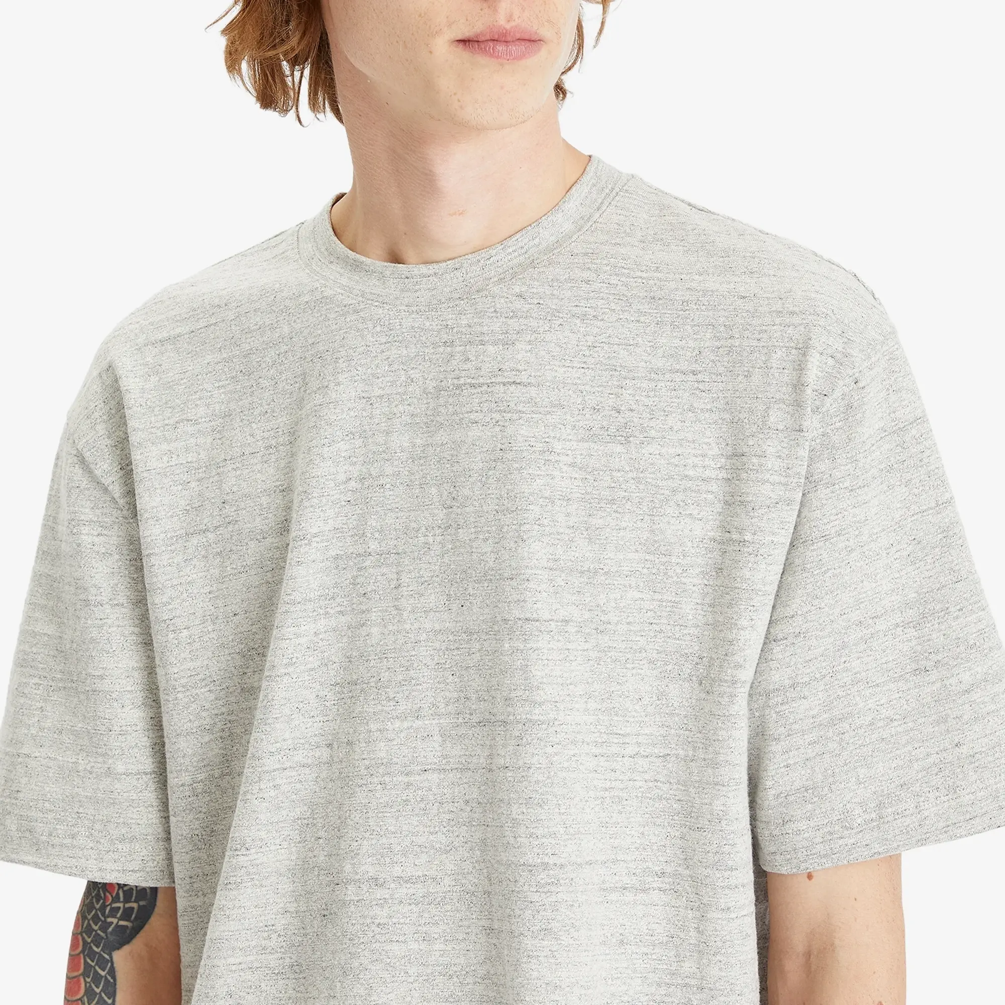 Róhe Men's Japanese Mouliné T-Shirt Light Grey Melange