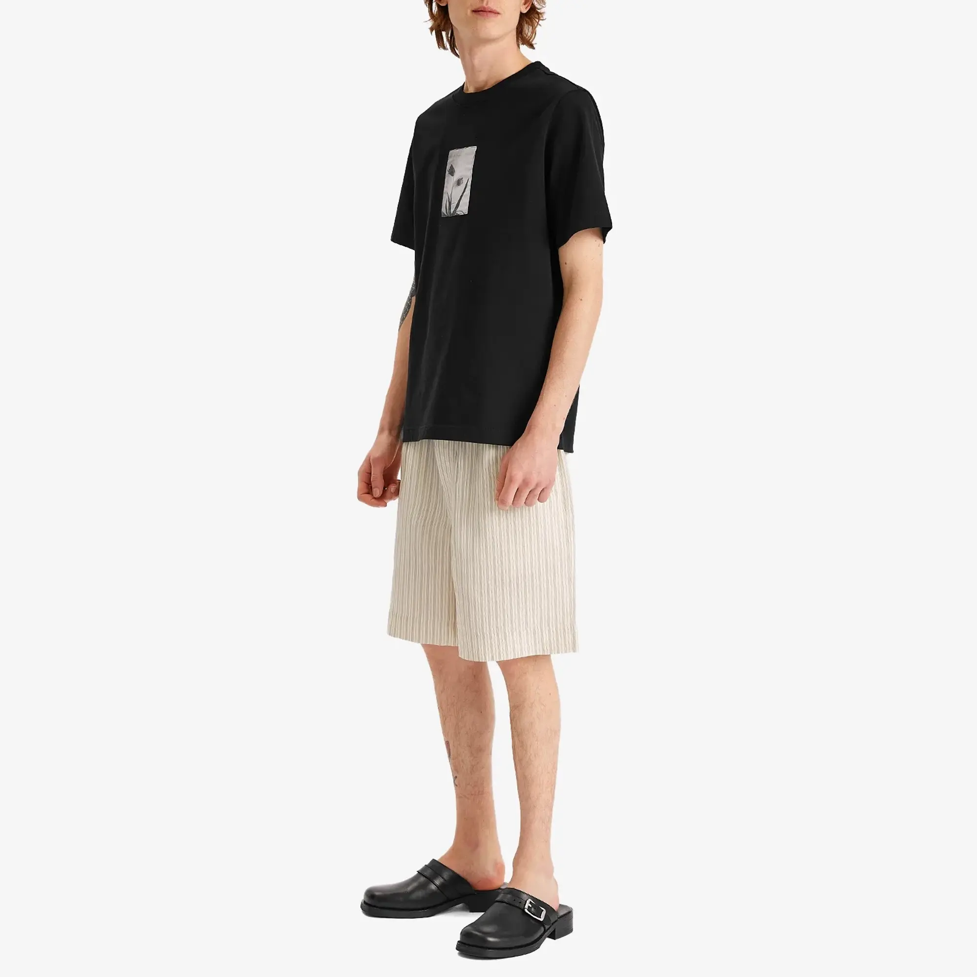 Róhe Men's Stripe Silk Drawstring Shorts Cream Heritage Stripe