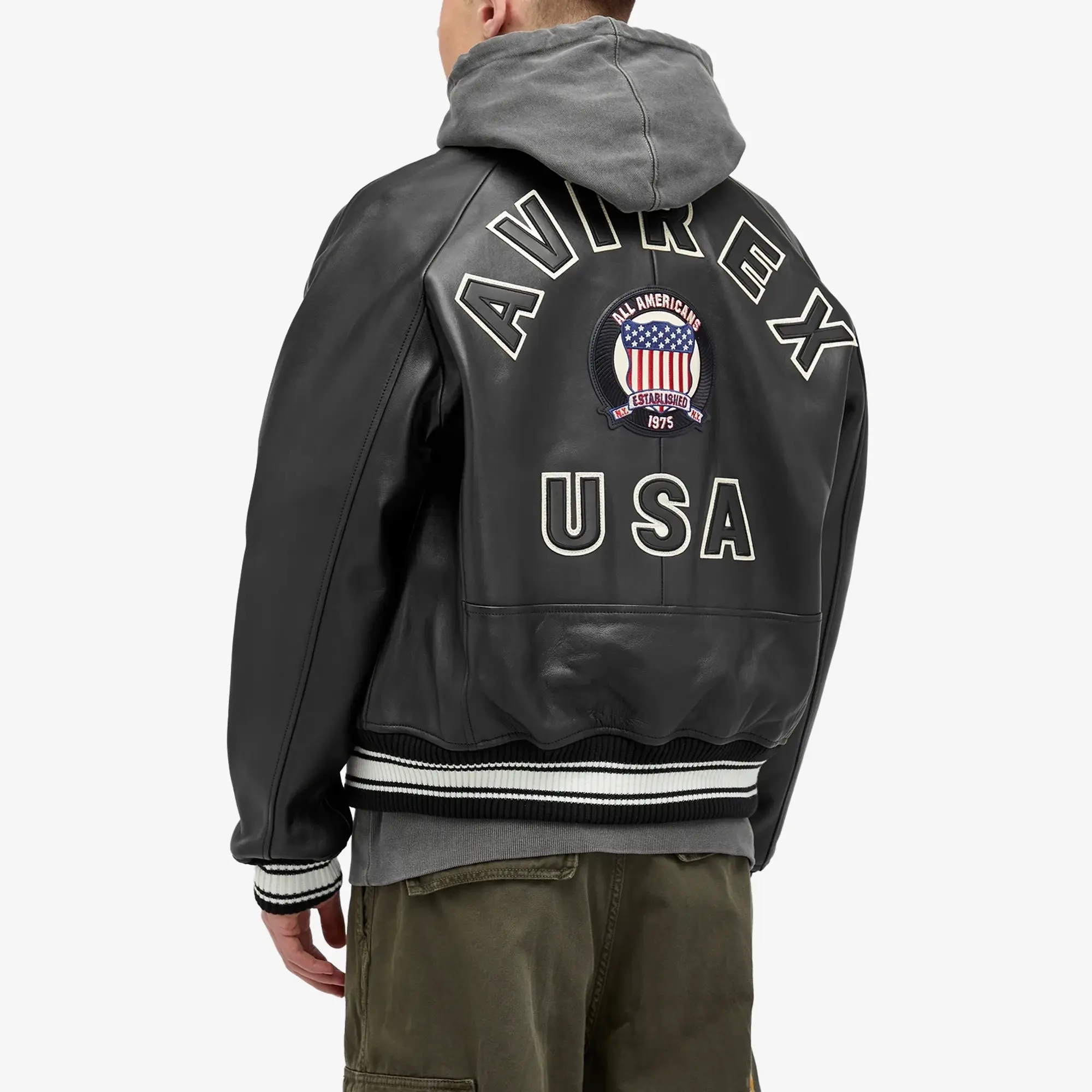 Avirex Men's Icon Leather Jacket Black