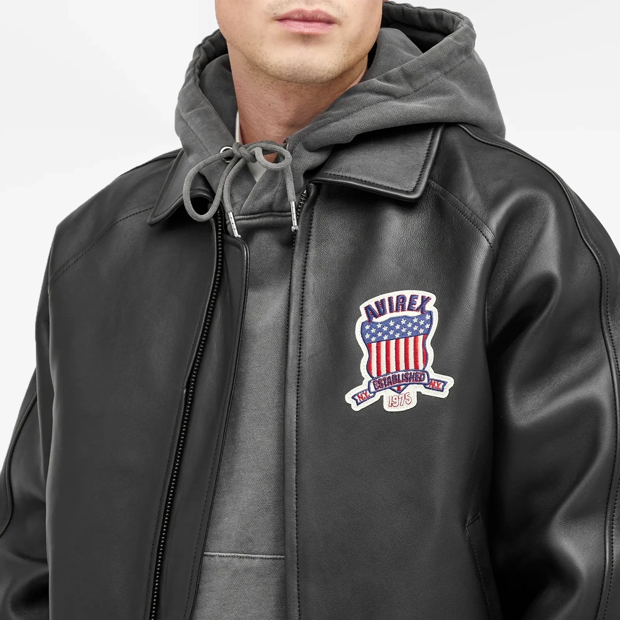 Avirex Men's Icon Leather Jacket Black