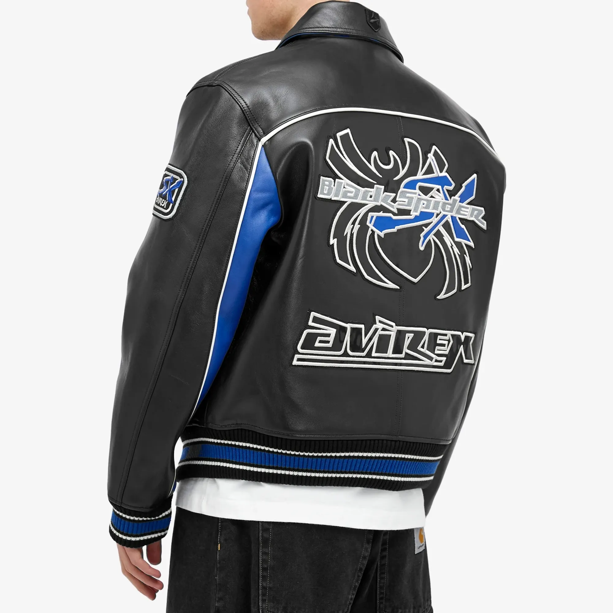 Avirex Men's Black Spider Leather Jacket | 44AVF243O23-001 | FOOTY.COM