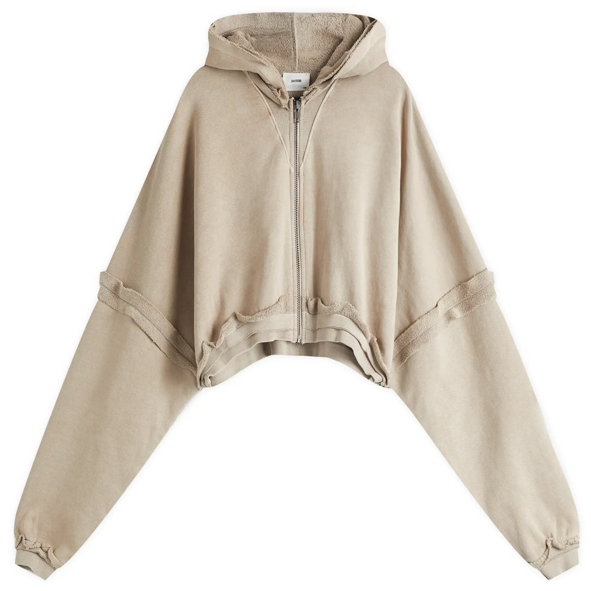 Joah Brown Women's Deconstructed Crop Zip Hoodie Sand