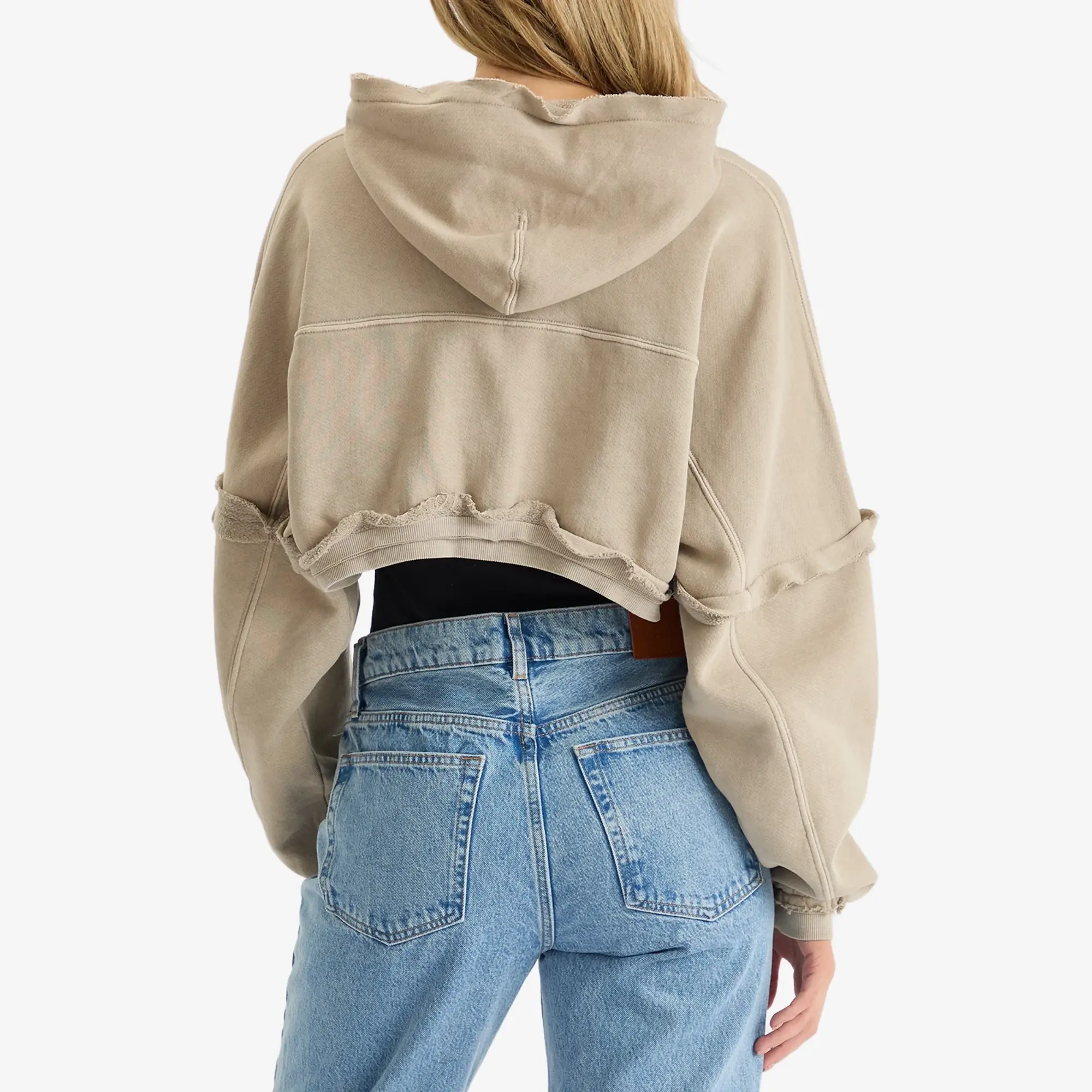 Joah Brown Women's Deconstructed Crop Zip Hoodie Sand