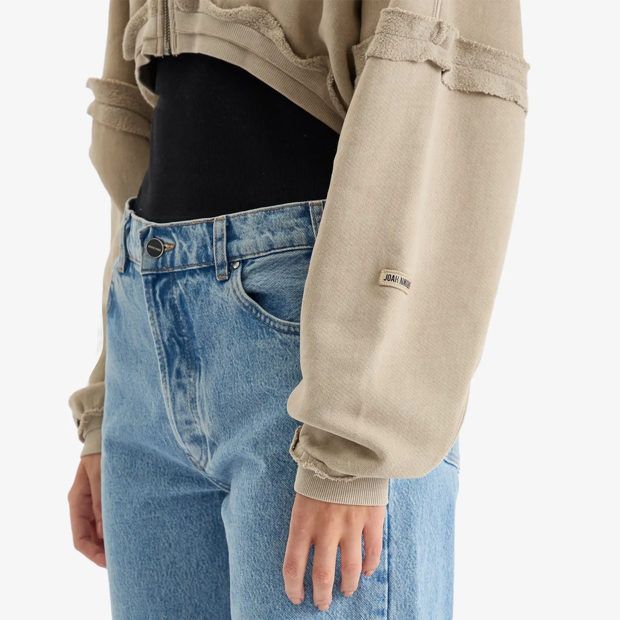 Joah Brown Women's Deconstructed Crop Zip Hoodie Sand