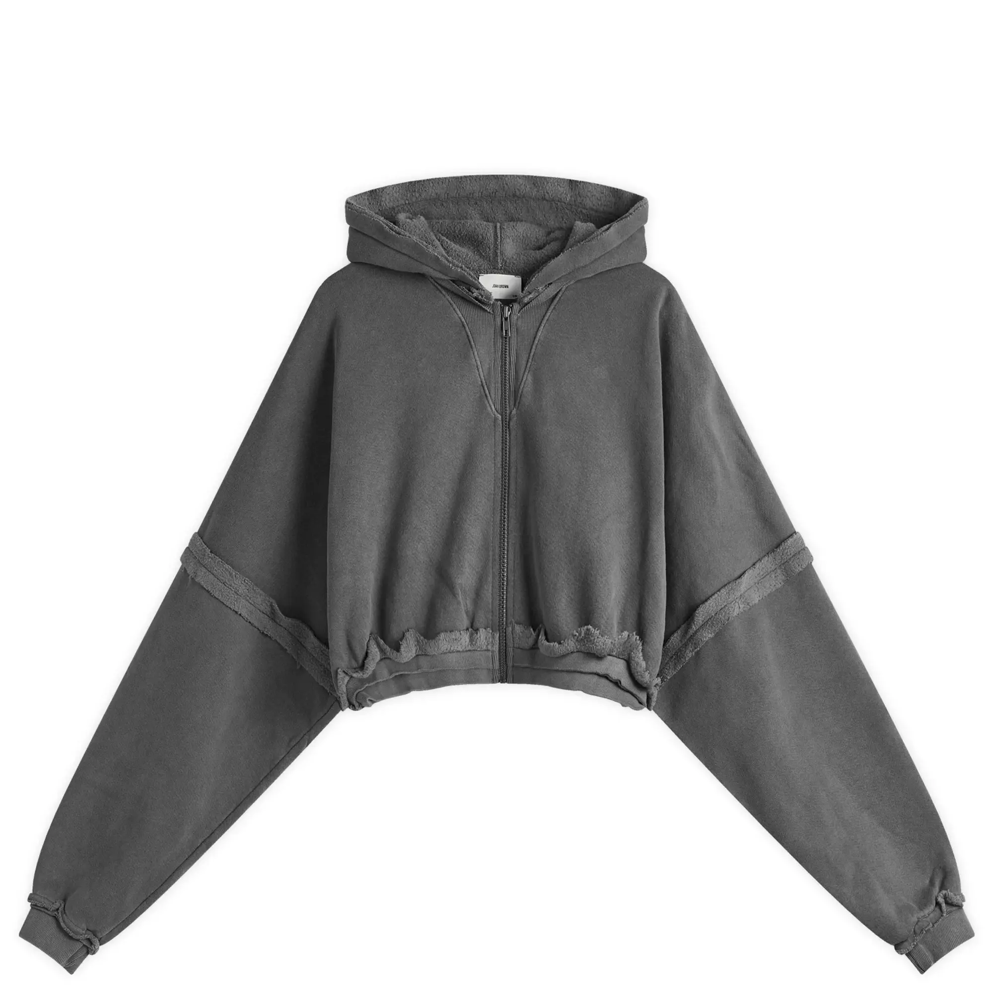 Joah Brown Women's Deconstructed Crop Zip Hoodie Washed Black