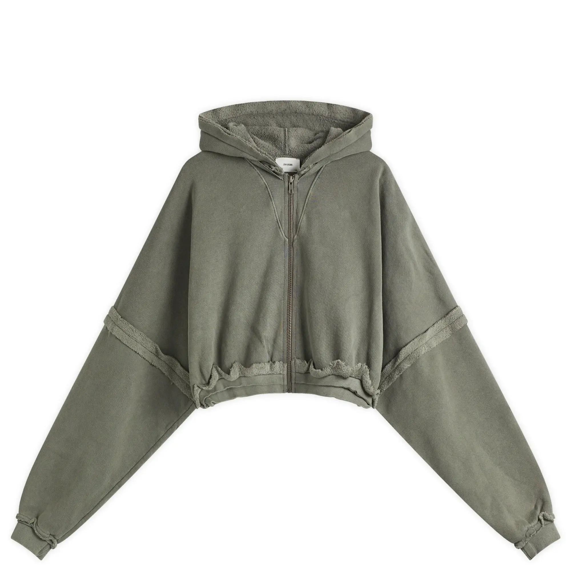 Joah Brown Women's Deconstructed Crop Zip Hoodie Washed Sage