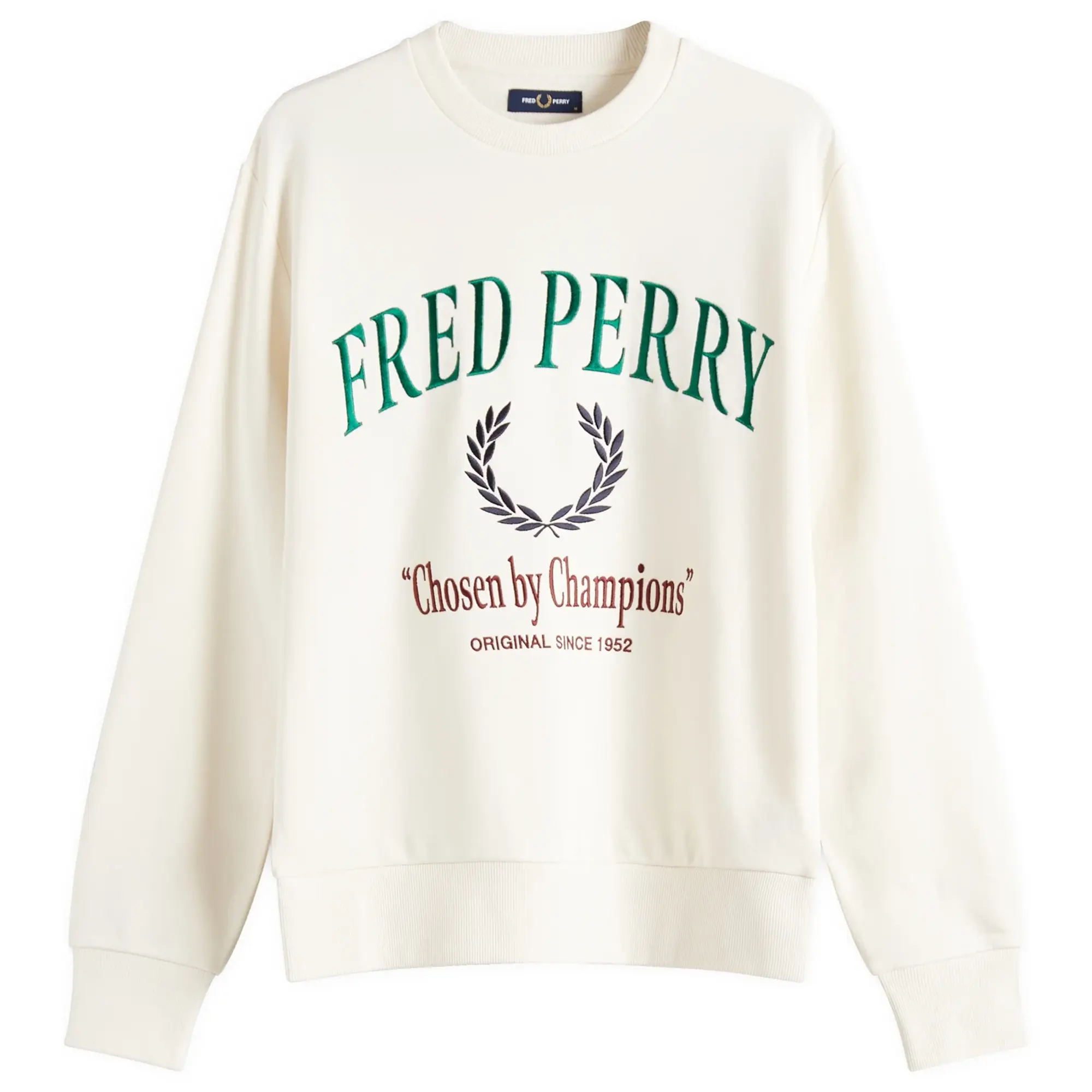 Fred Perry Men's Embroidered Champion Sweatshirt Ecru