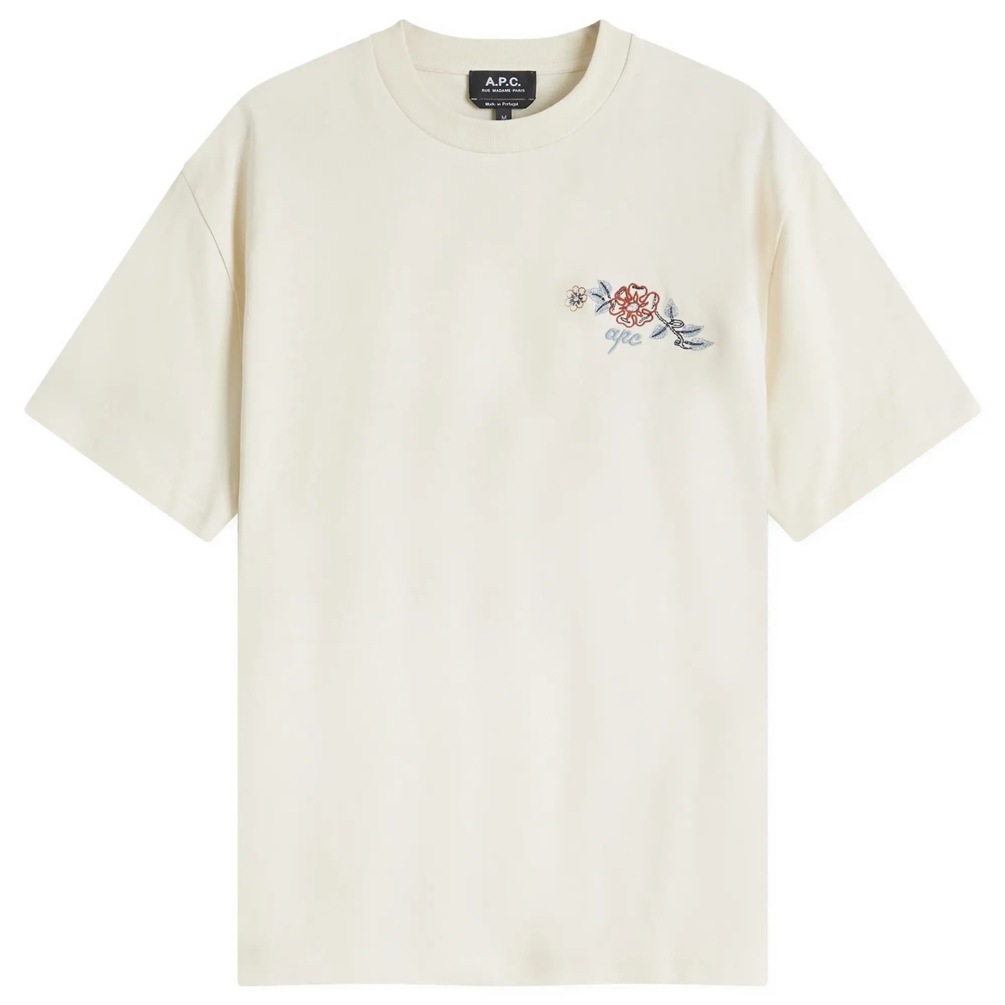 A.P.C. Men's Oscar Floral Logo T-Shirt Ecru